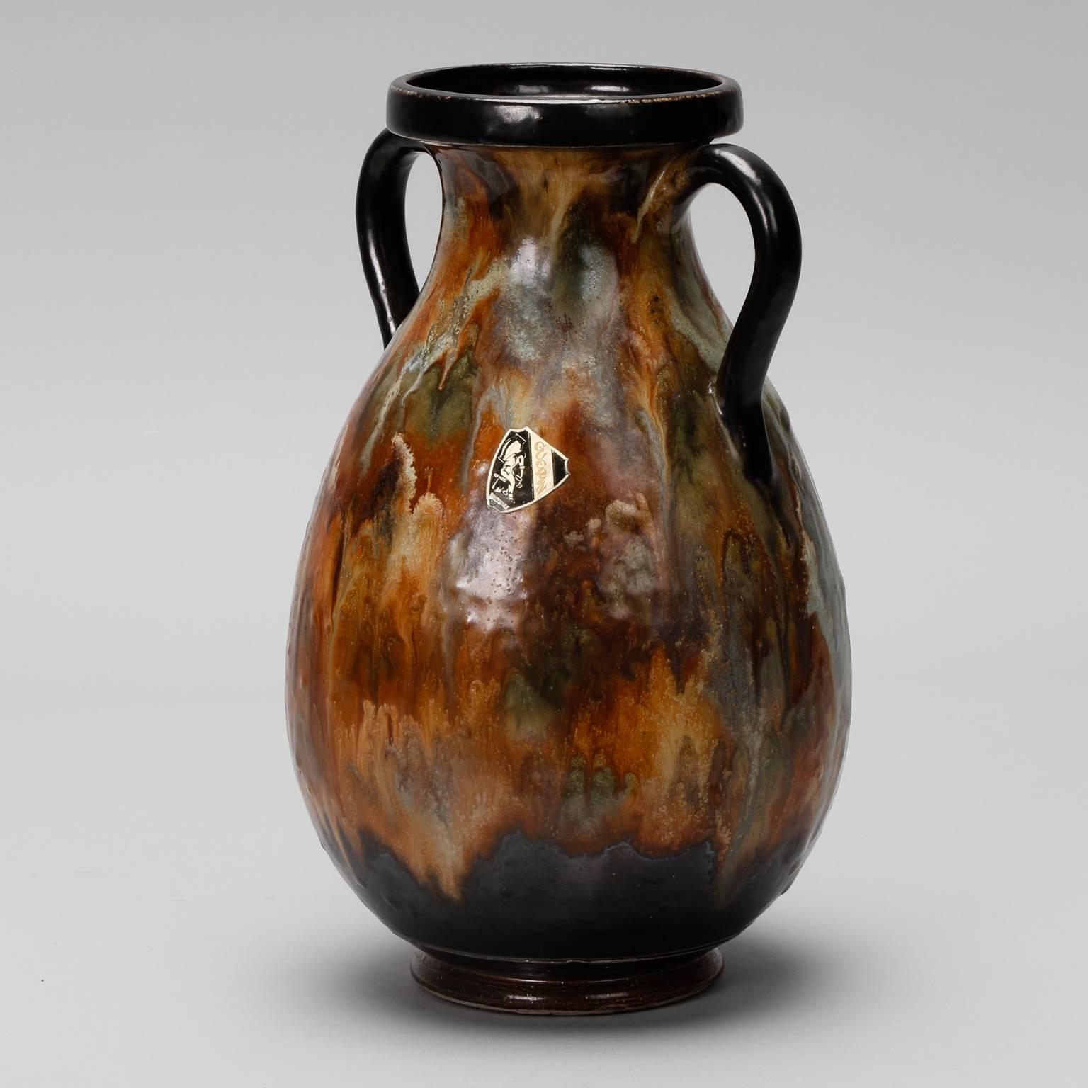 Belgian Large Roger Guerin Two Handled Vase