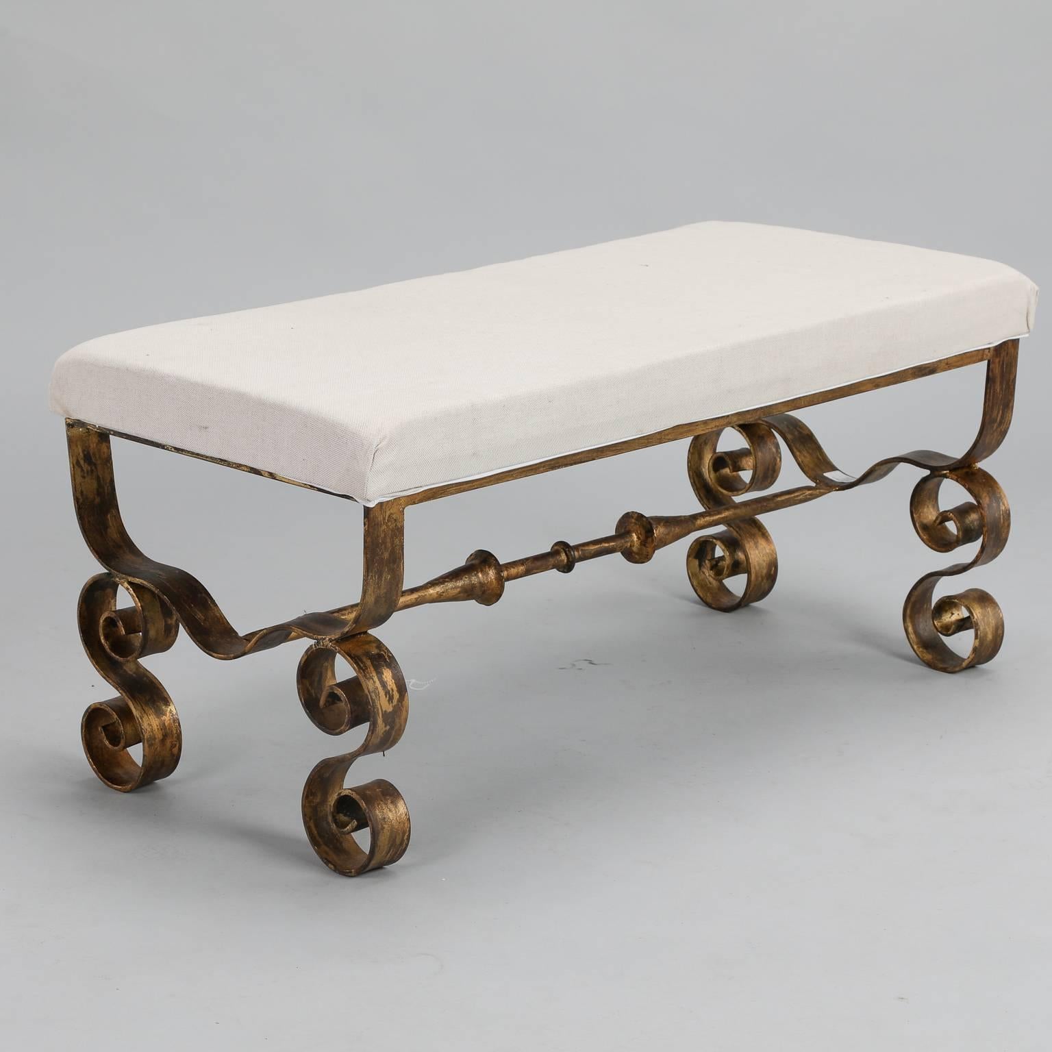 upholstered bench with metal legs
