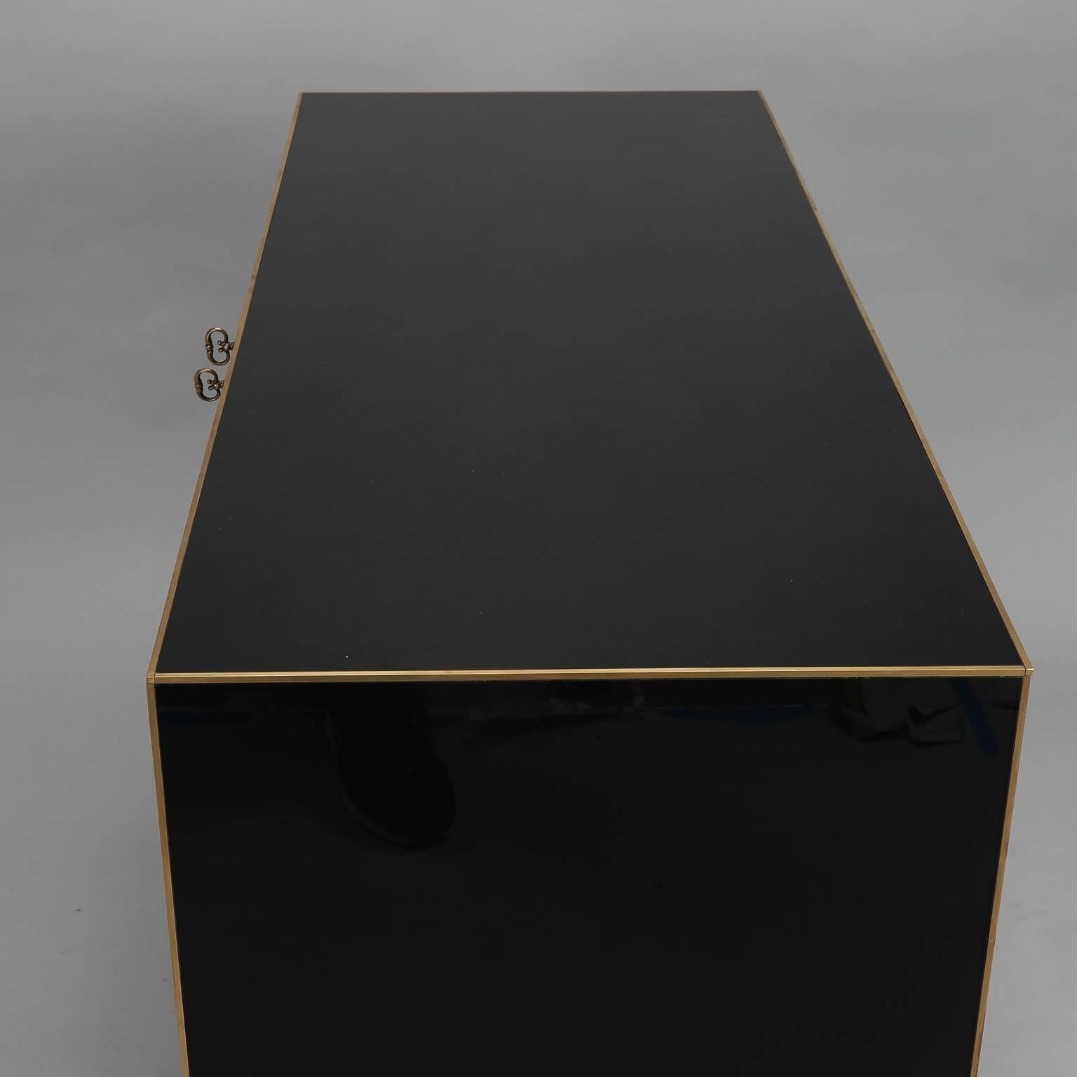 Italian Custom-Made Op Art Black and White Murano Glass Clad Cabinet