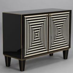 Custom-Made Op Art Black and White Murano Glass Clad Cabinet