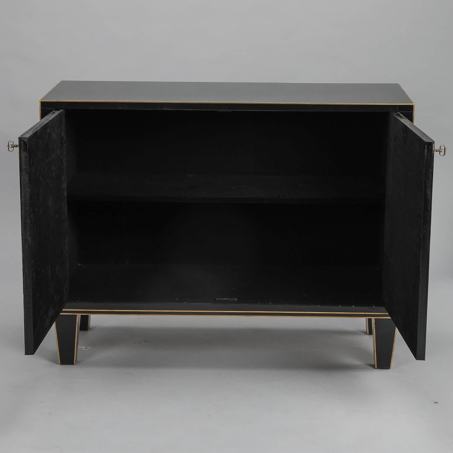 Brass Custom-Made Op Art Black and White Murano Glass Clad Cabinet