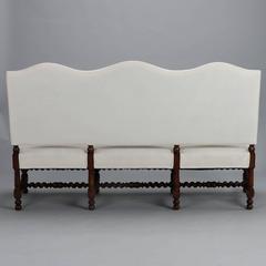 Large French Camel Back Settee with Barley Twist Frame