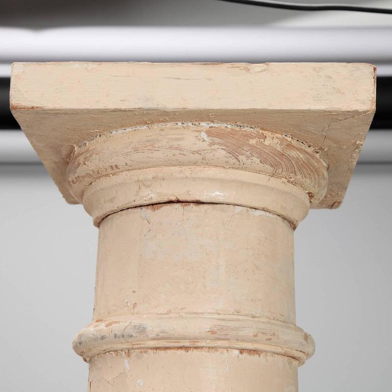 Pair of Architectural Salvage Antique White Painted Wood Columns For