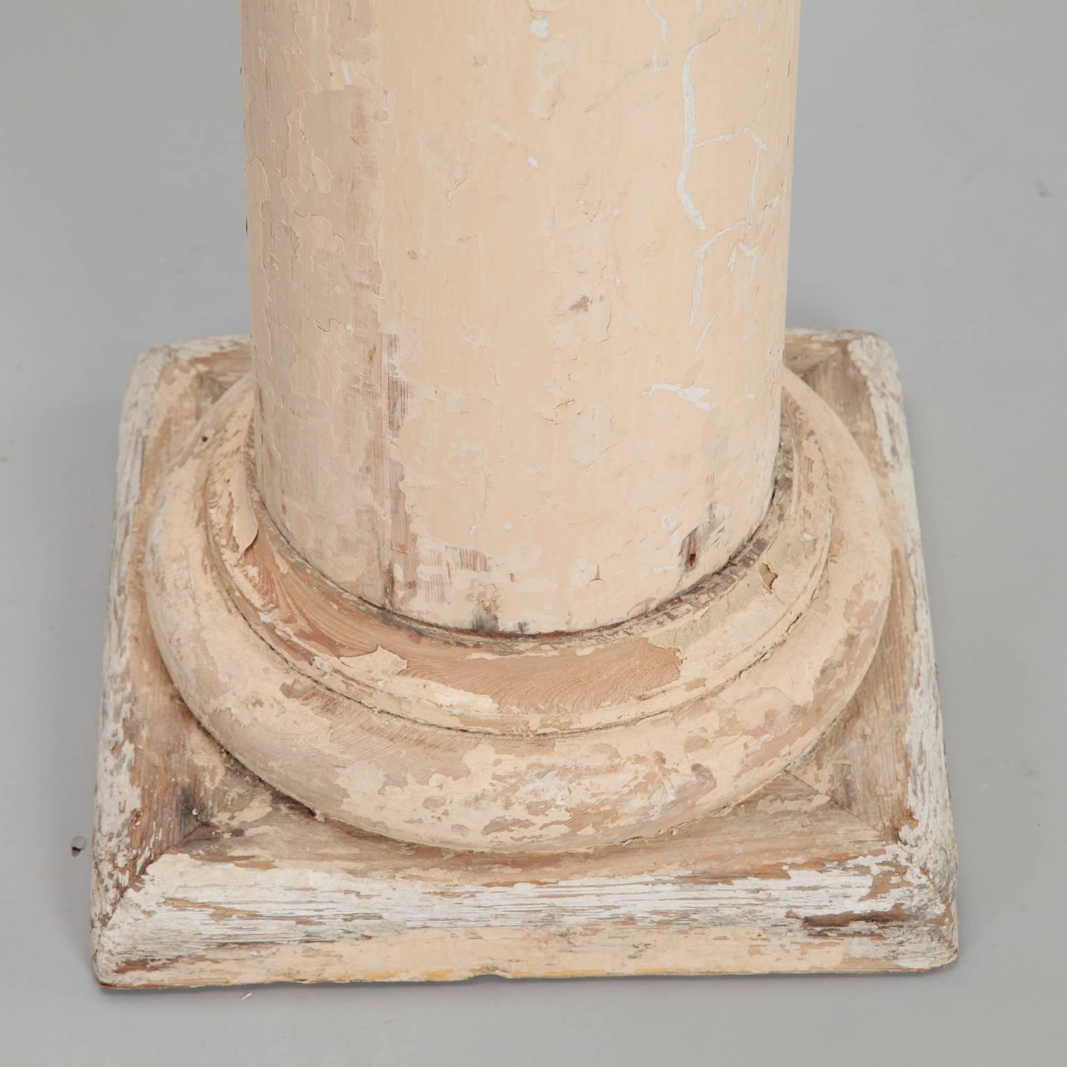 Carved Pair of Architectural Salvage Antique White Painted Wood Columns