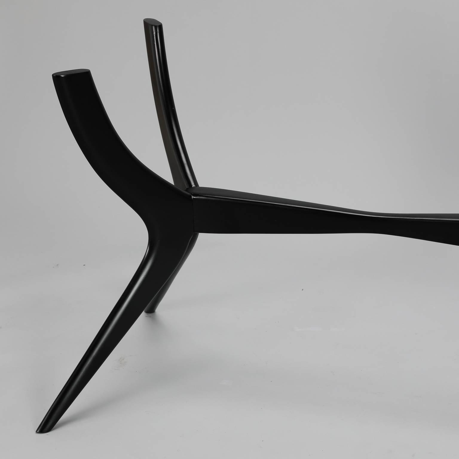 20th Century Mid-Century Italian Ebonized Oval Glass Top Table
