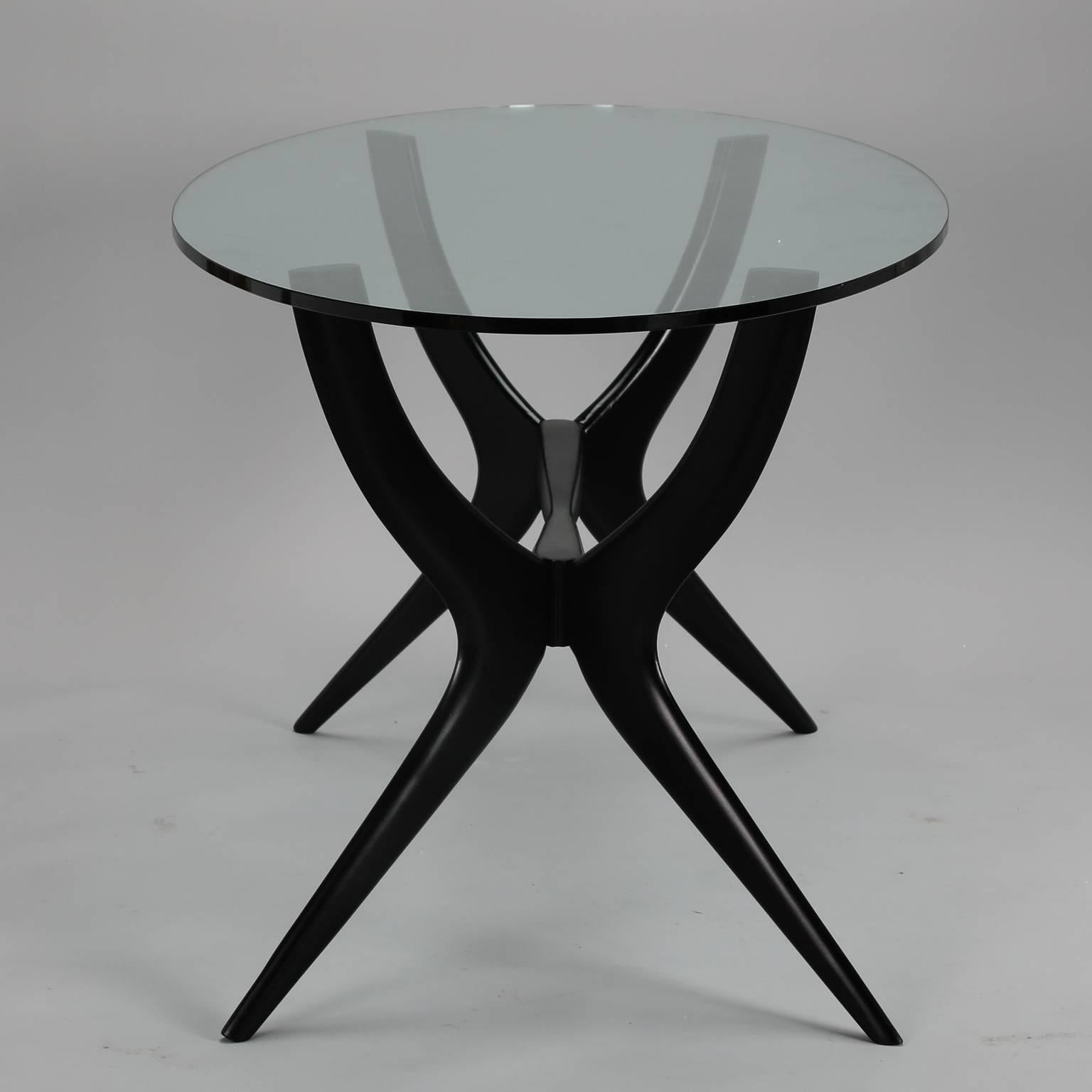 Mid-Century Italian Ebonized Oval Glass Top Table 2