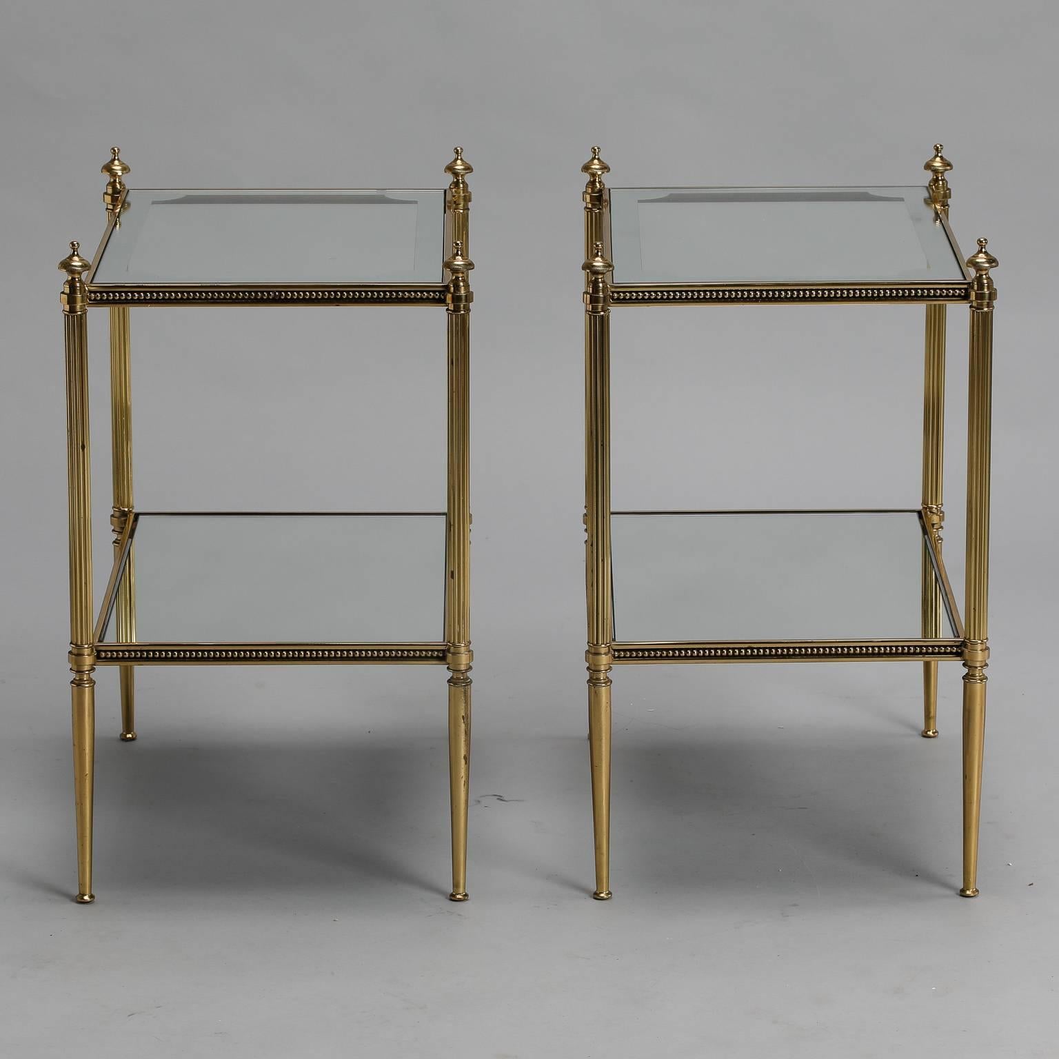 Pair of Italian Fluted Brass, Glass and Mirror Side Tables 3