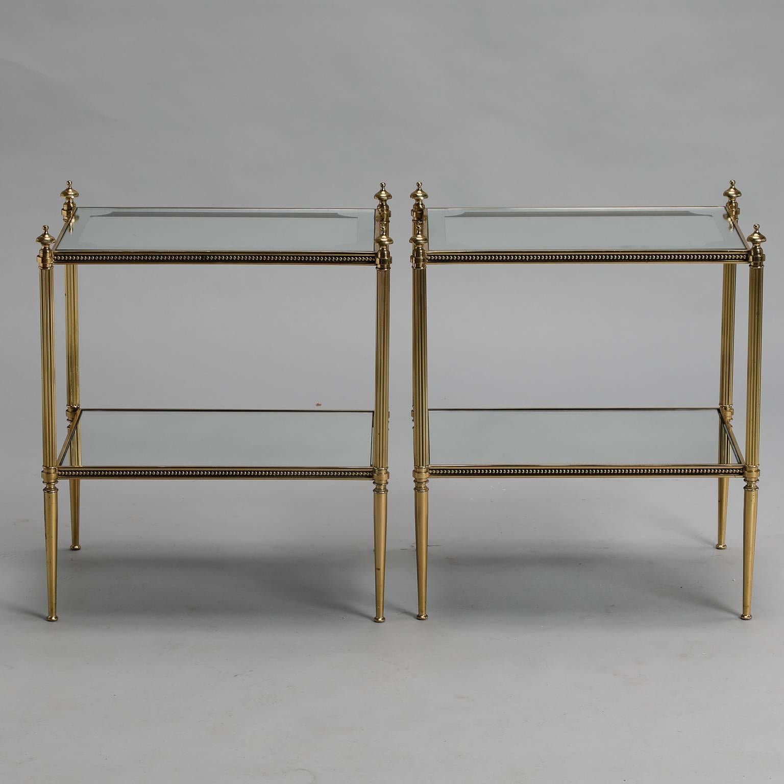 Pair of Italian Fluted Brass, Glass and Mirror Side Tables 5