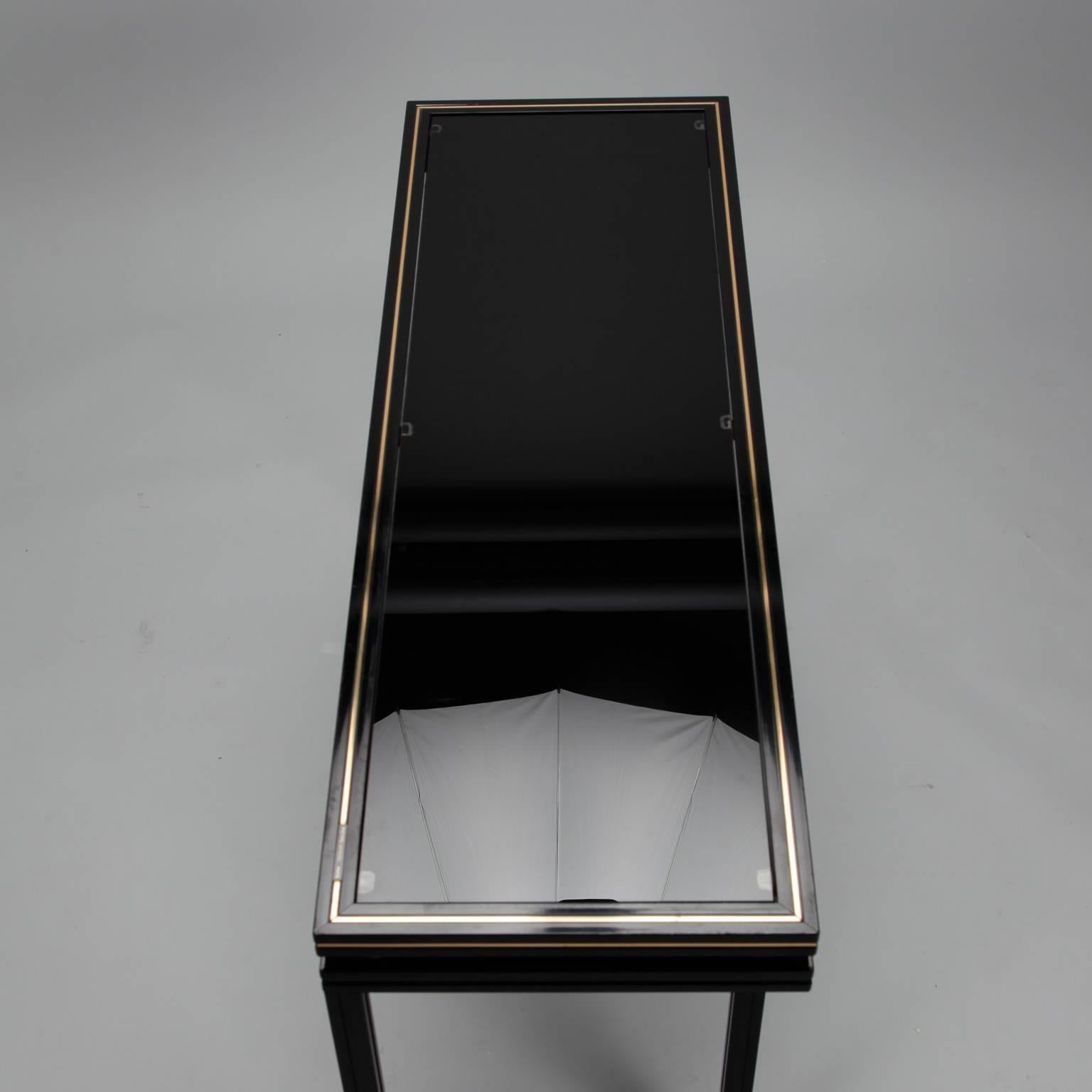 Pierre Vandel Paris Lacquered Wood Black Glass and Brass Console 2