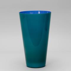 Mid-Century Tall Venini Vase in Blue and Teal Murano Glass