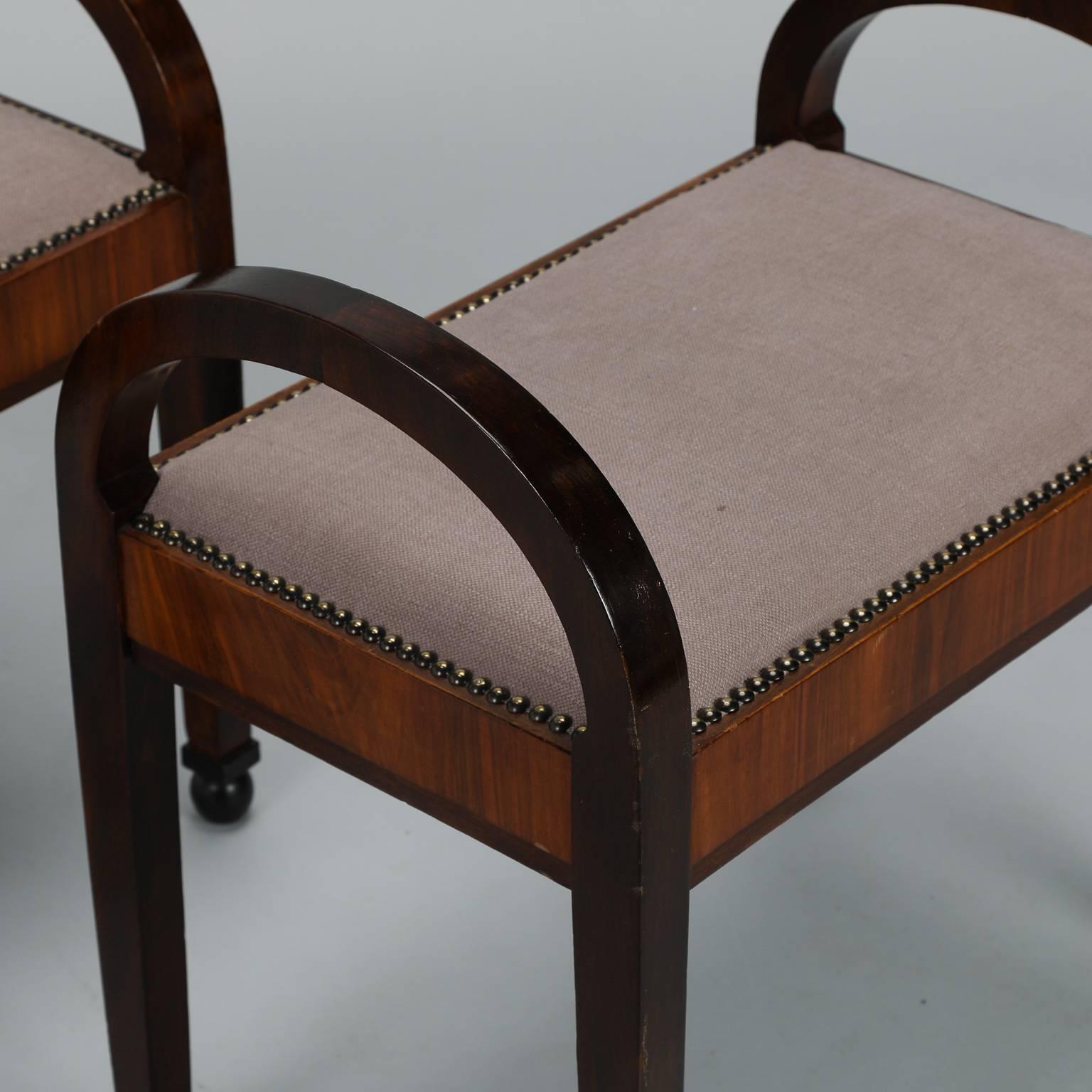 French Pair of Art Deco Upholstered Benches