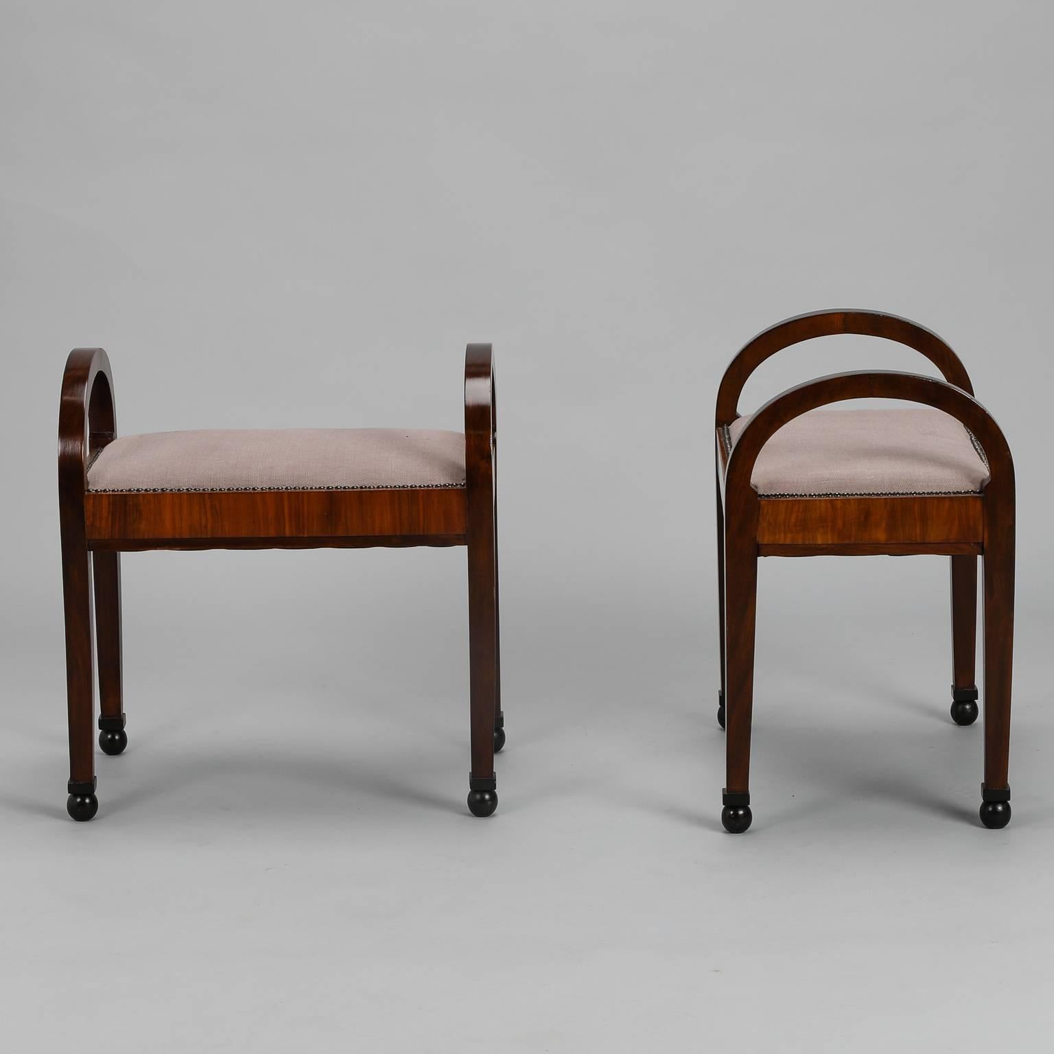 Pair of Art Deco Upholstered Benches 2