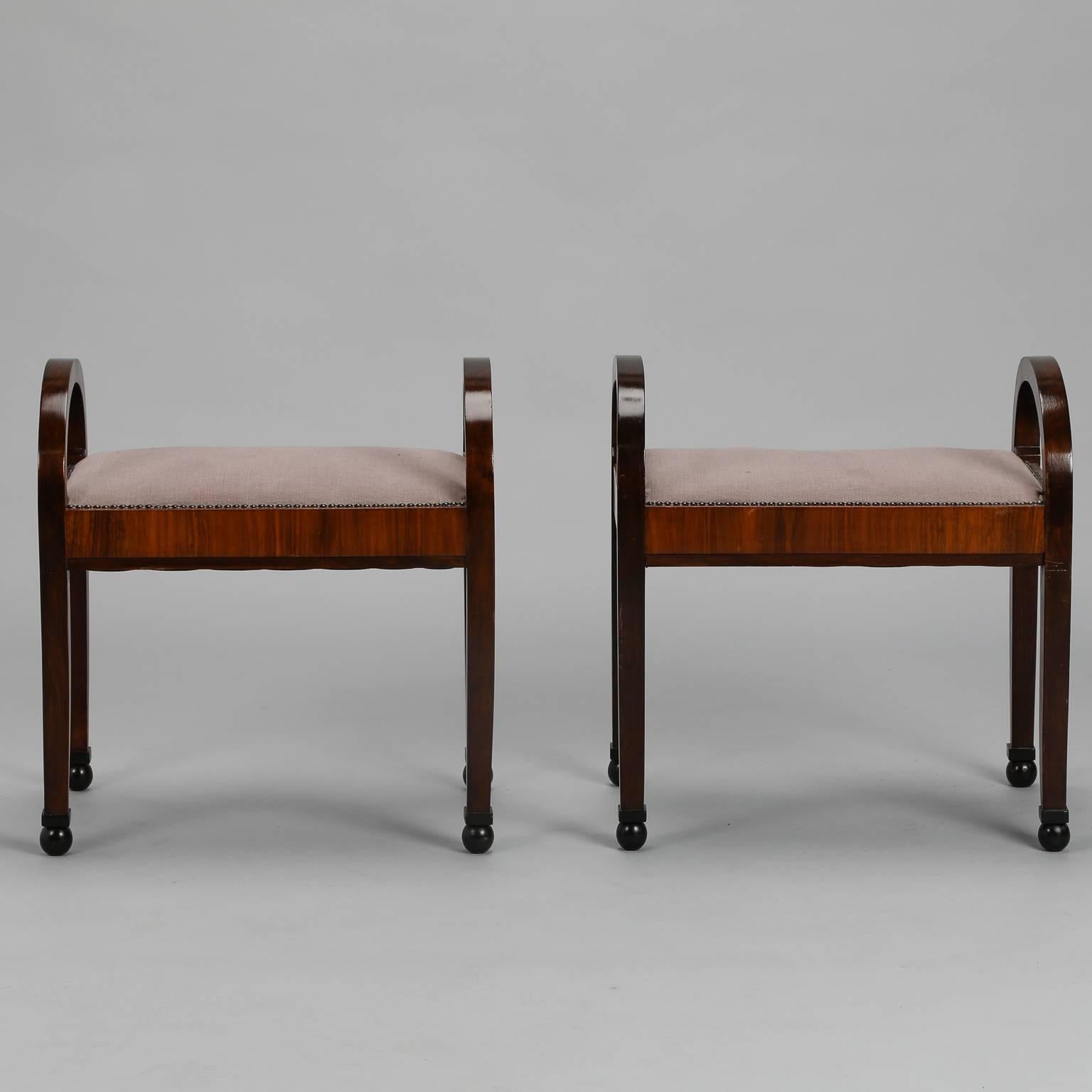 Pair of Art Deco Upholstered Benches 1