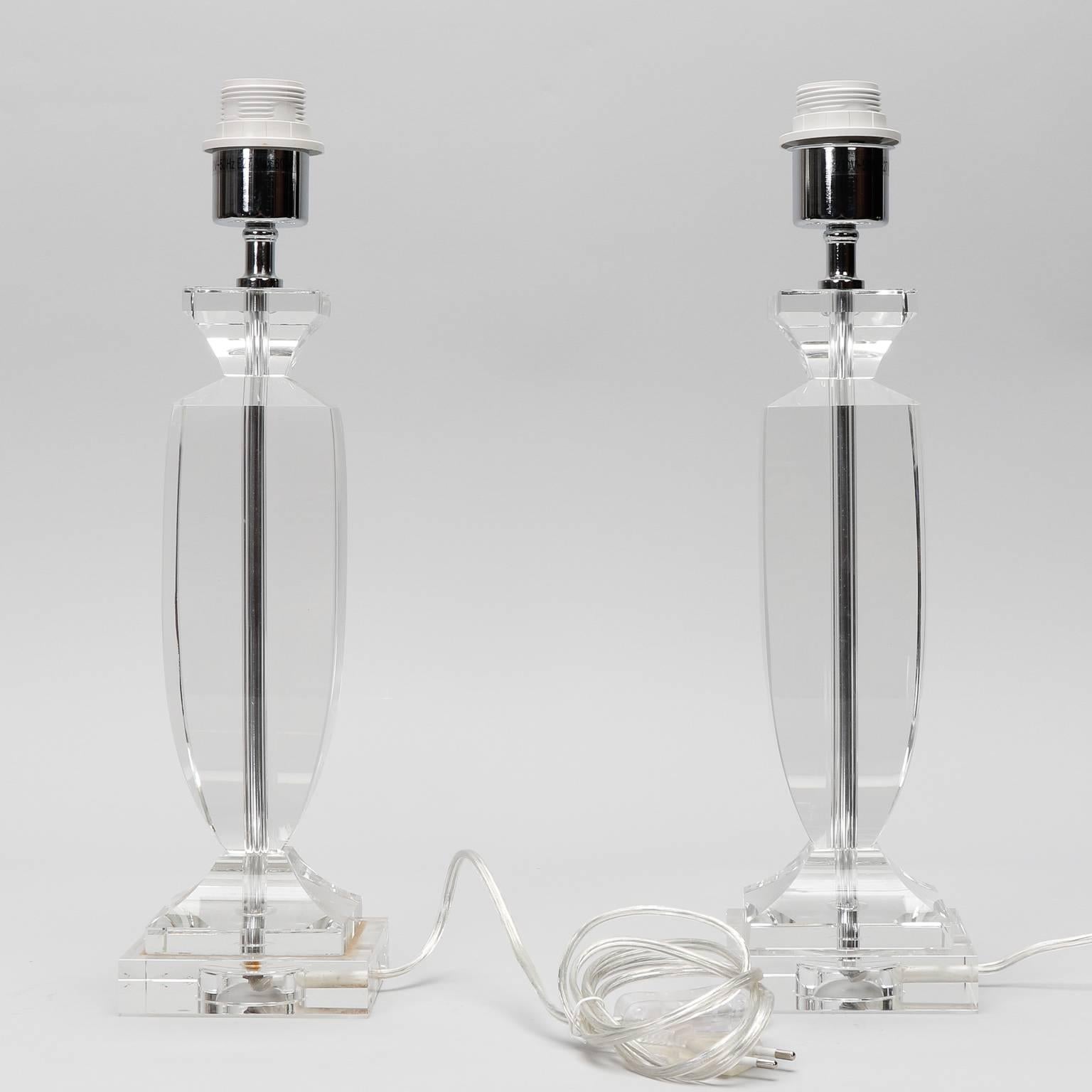 Murano Glass Pair of Murano Clear Glass Table Lamps