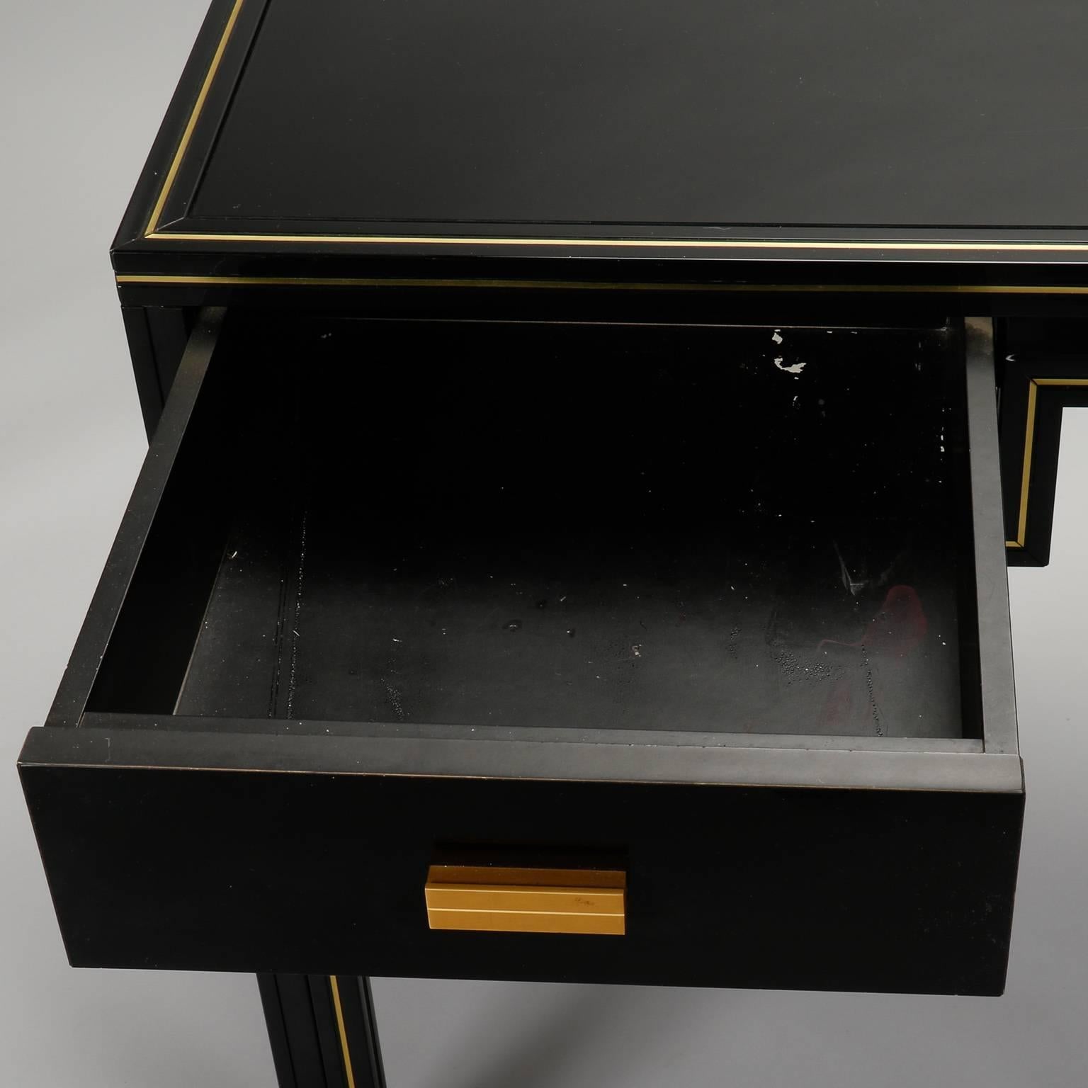 Pierre Vandel Black Lacquered and Brass Desk 2