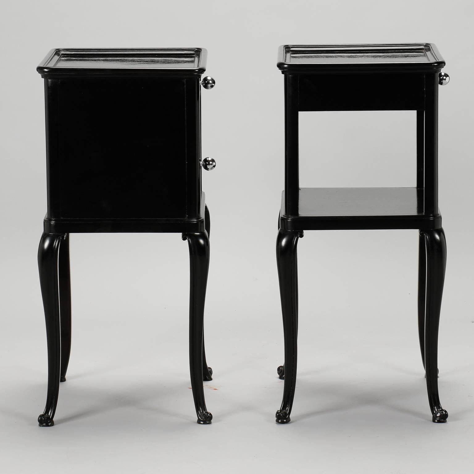 French Pair of Ebonized Art Deco Side Tables