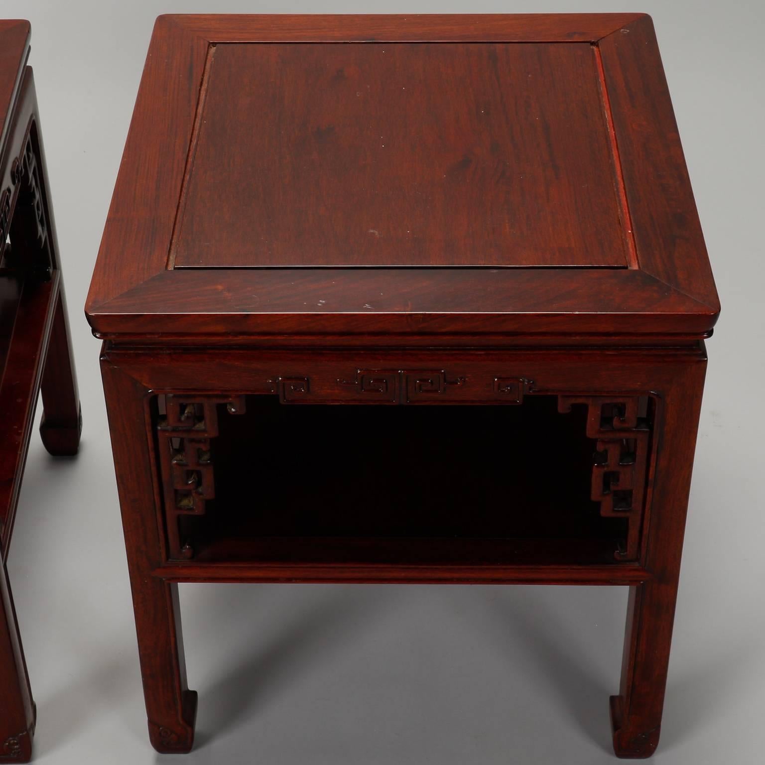 20th Century Pair of 1930s Chinese Carved Side Tables