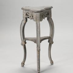 Small French Blue Grey Trefoil Side Table