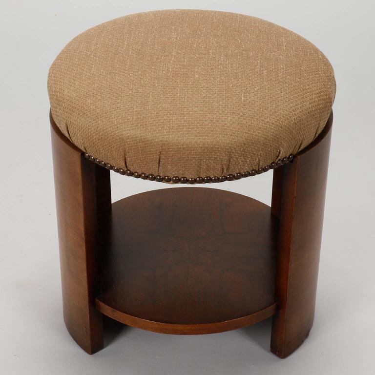 Art Deco Round Upholstered Stool at 1stDibs