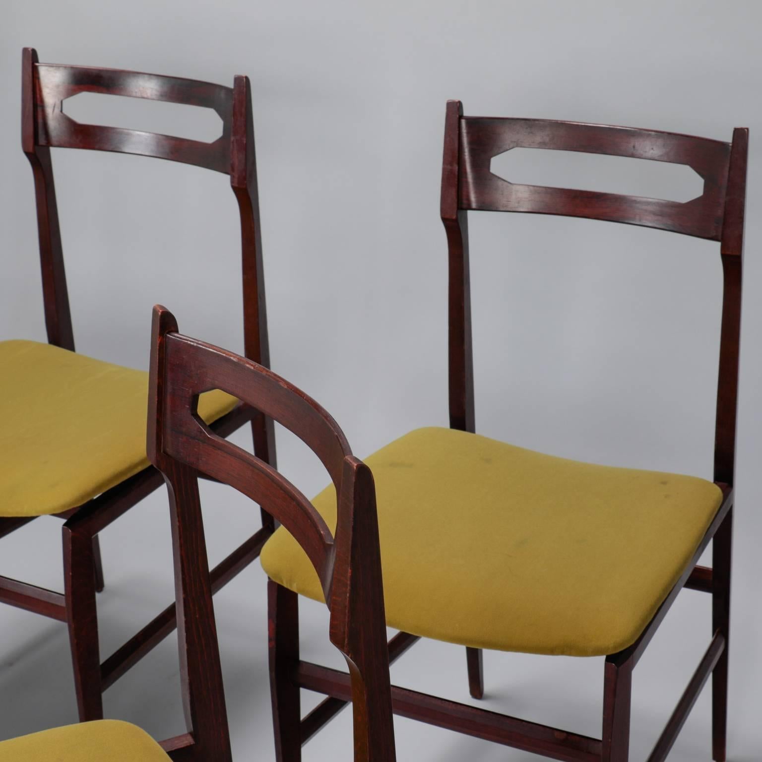 Upholstery Set of Four Mid-Century Italian Frattini Style Chairs