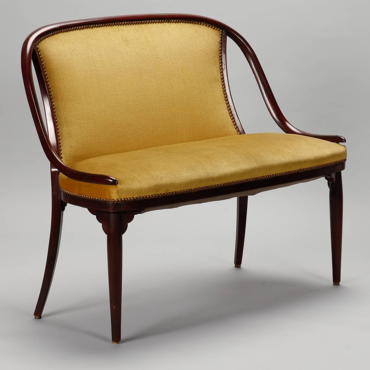 20th Century Thonet Settee with Mustard Color Fabric