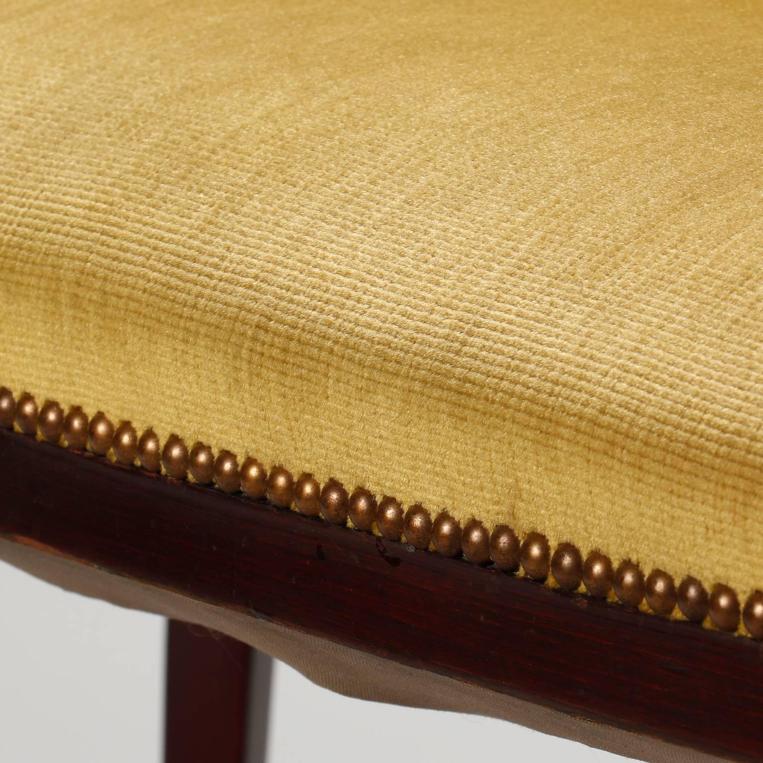 Thonet Settee with Mustard Color Fabric 1