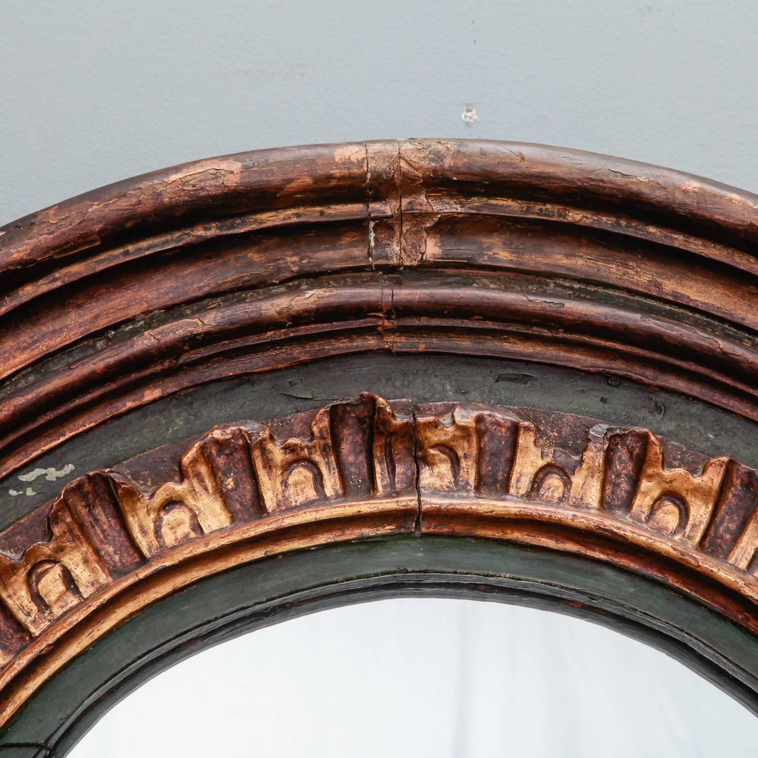 19th Century French Painted Mirror with Carved and Gilded Detailing 2