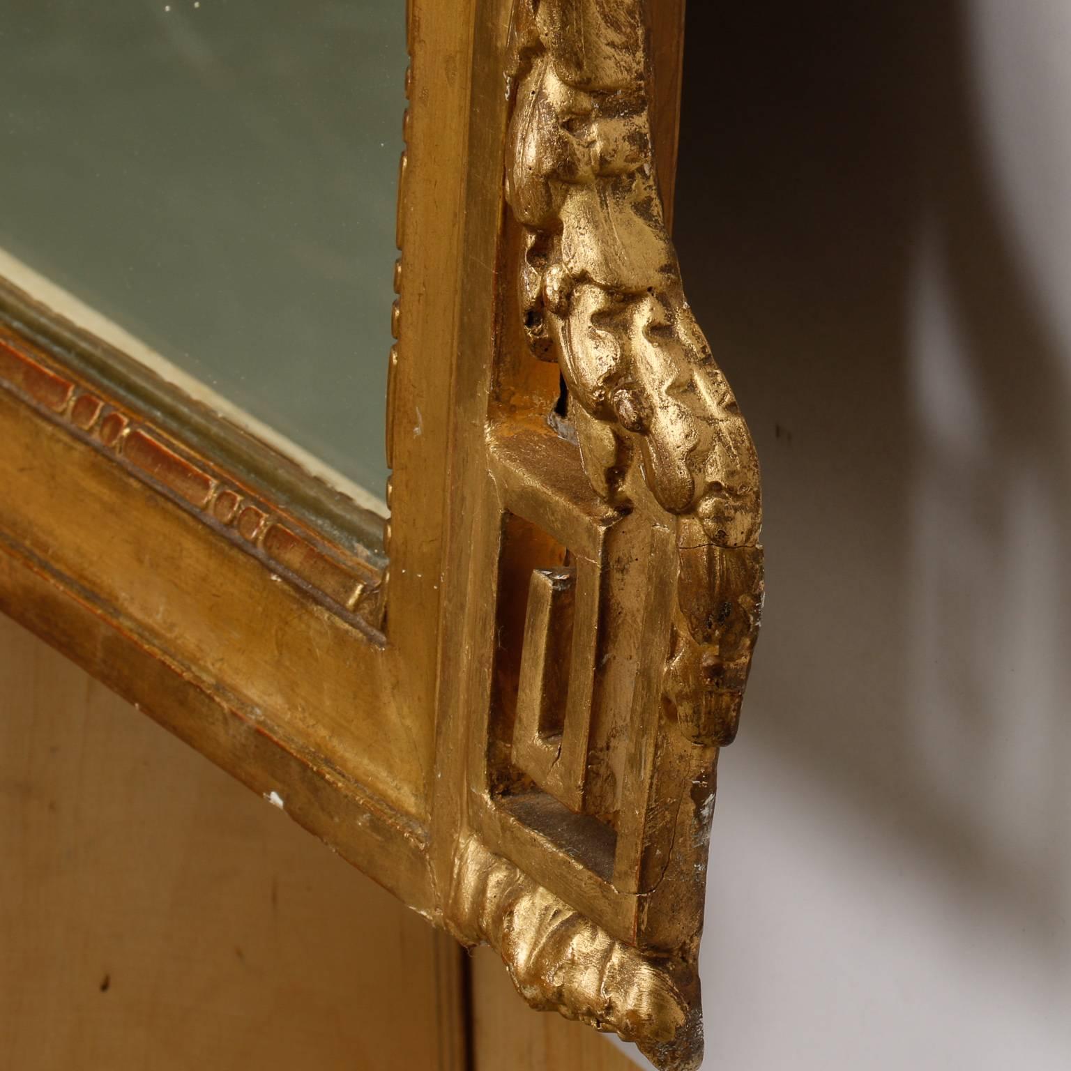 Carved Louis Philippe Giltwood Mirror with Ribbon Crown