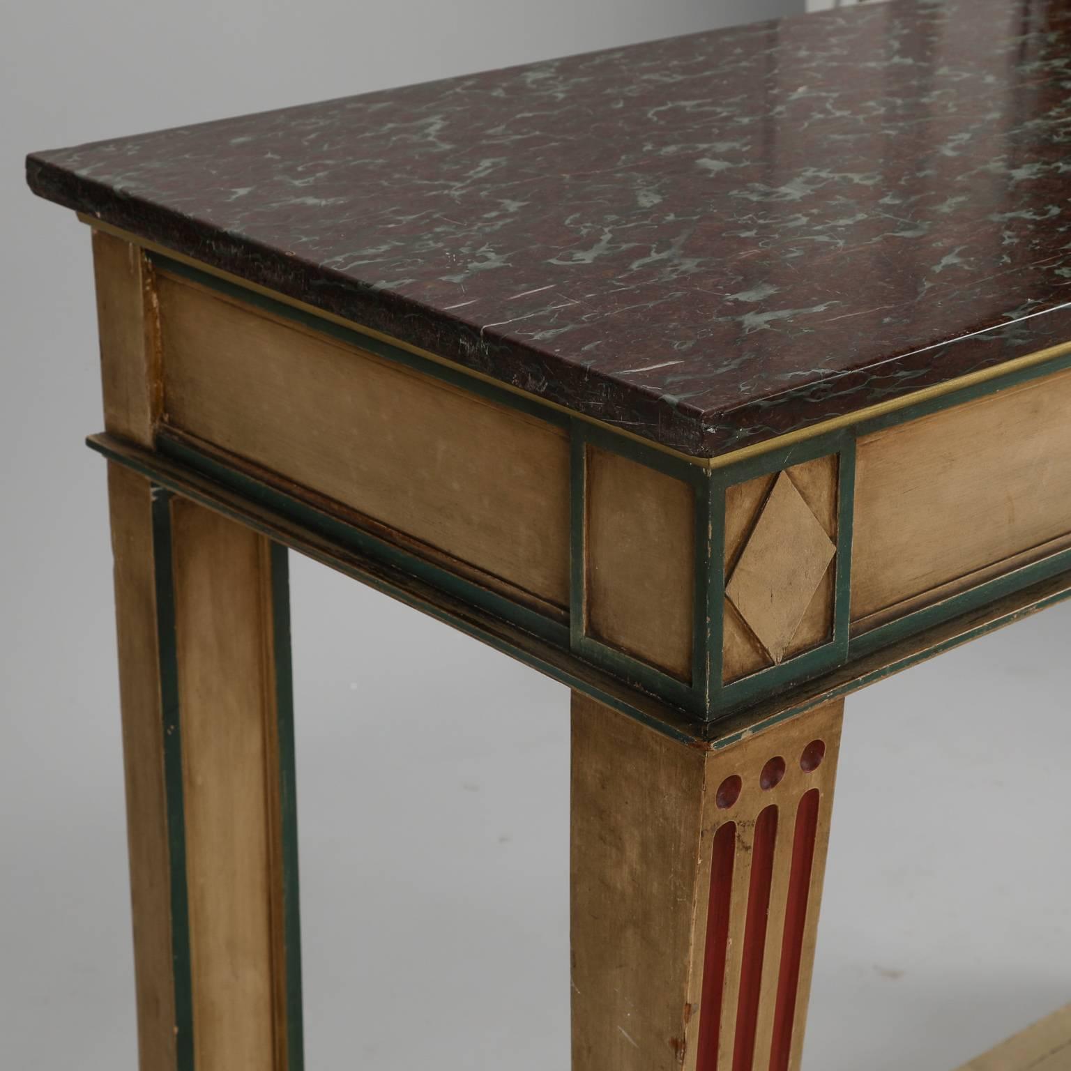 19th Century Venetian Console with Original Paint and Dark Marble Top