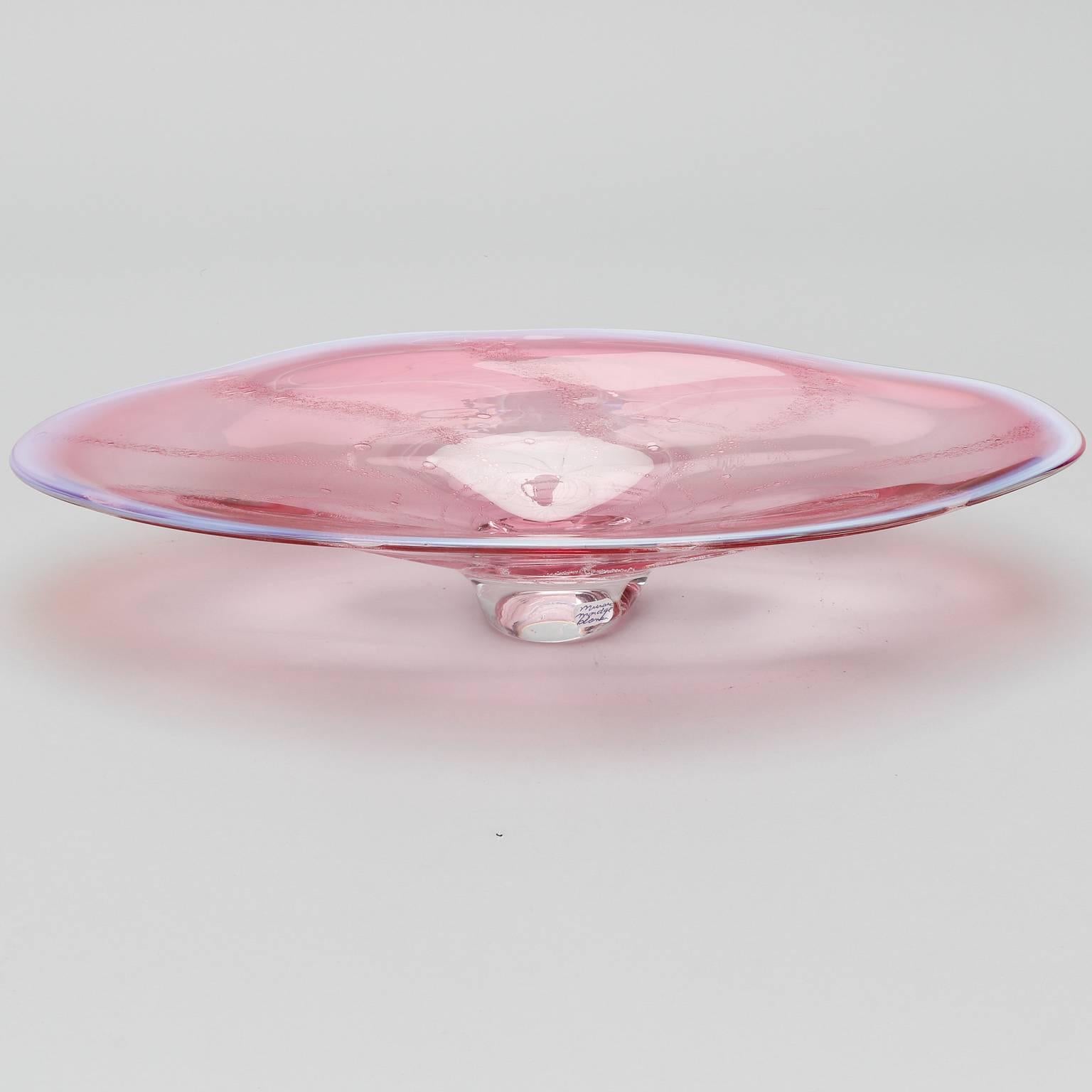 Art Glass Mid-Century Sommerso Oval Bowl