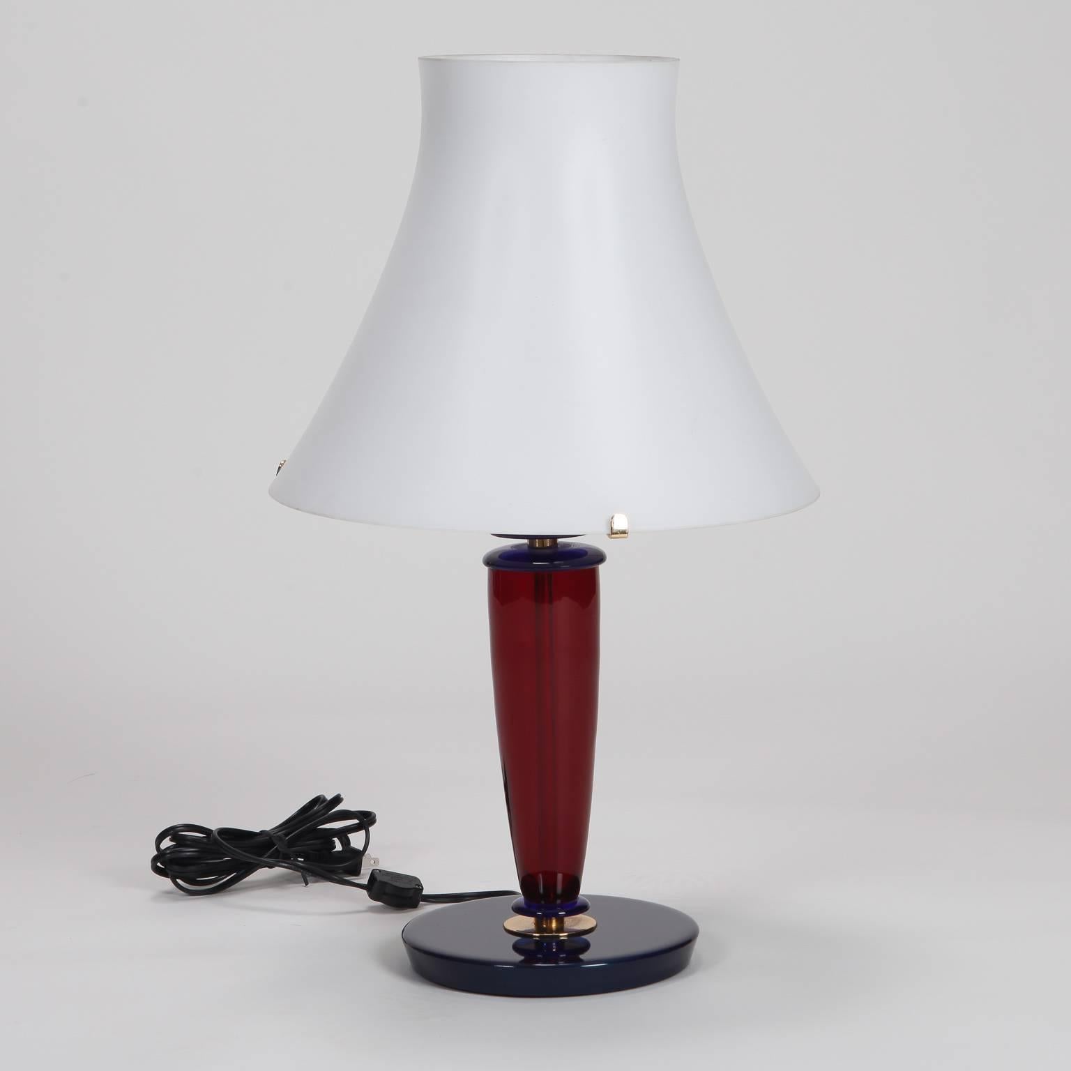 20th Century Mid-Century Italian All Glass Red and Blue Lamp