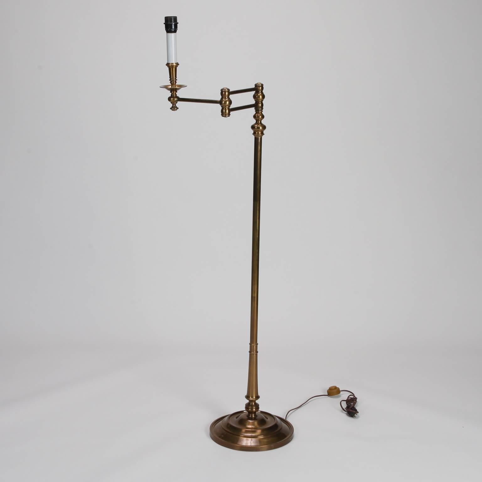 English Brass Swing Arm Library Floor Lamp 1