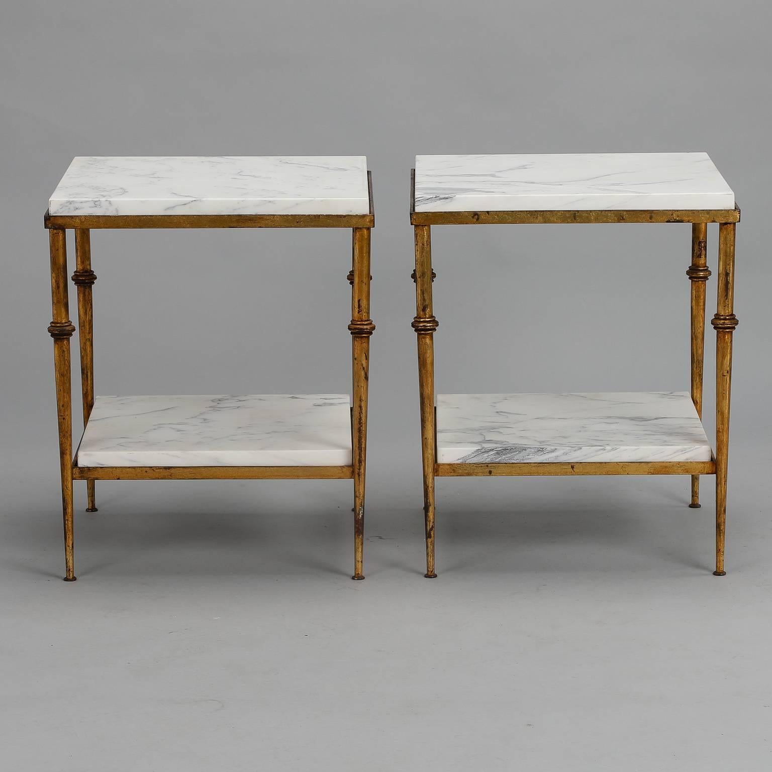 Pair of Spanish Gilt Metal and White Marble Side Tables 4