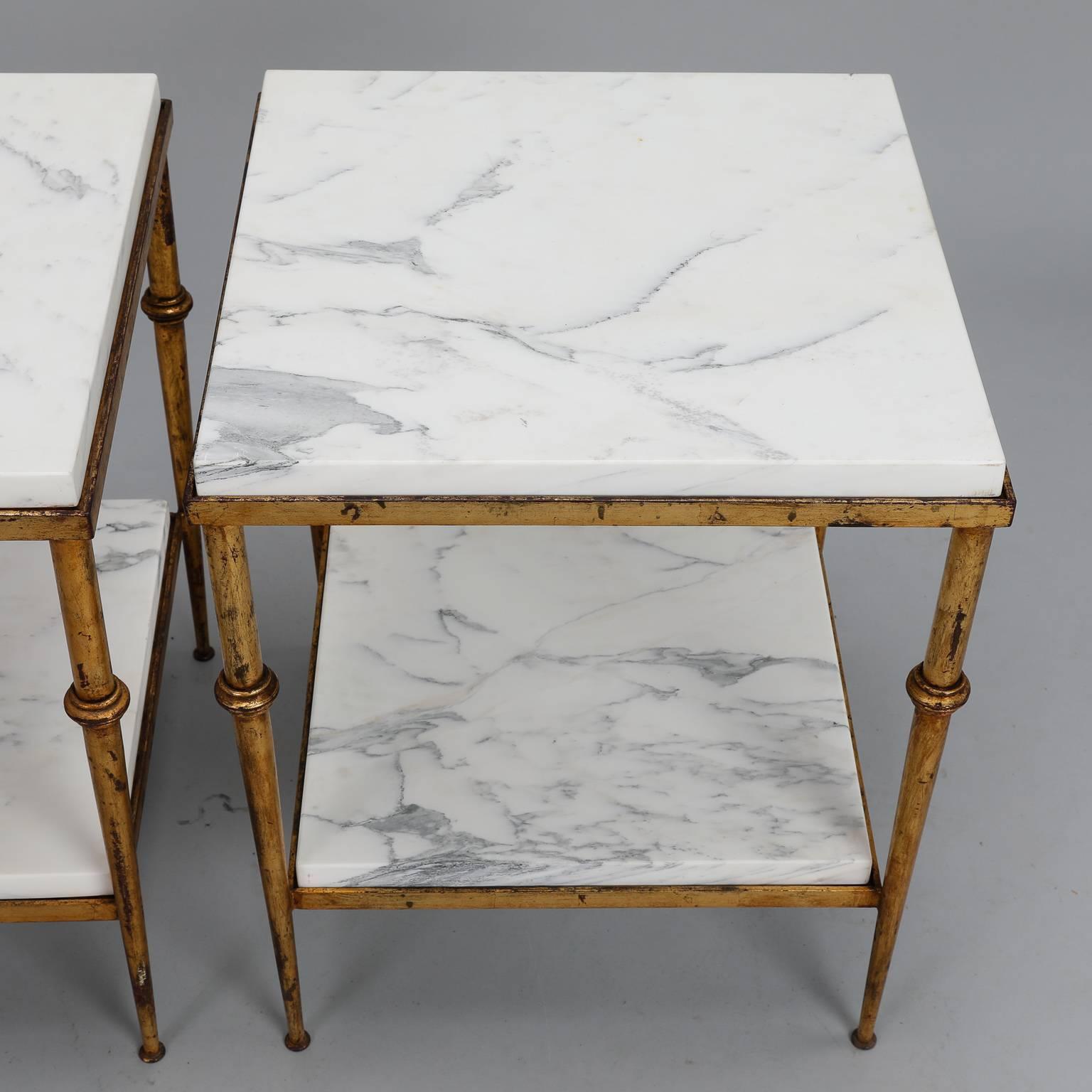 Pair of Spanish Gilt Metal and White Marble Side Tables 3