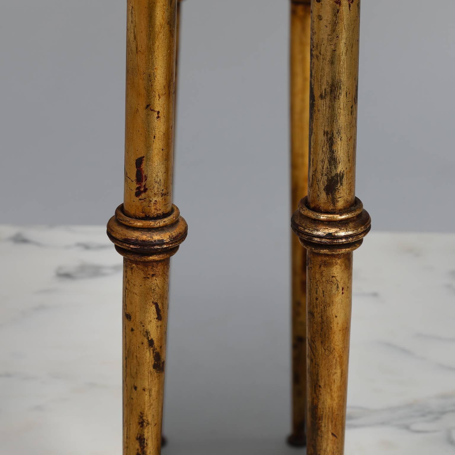 Pair of Spanish Gilt Metal and White Marble Side Tables 1