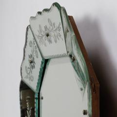 Eight Sided Venetian Mirror with Etched Flowers