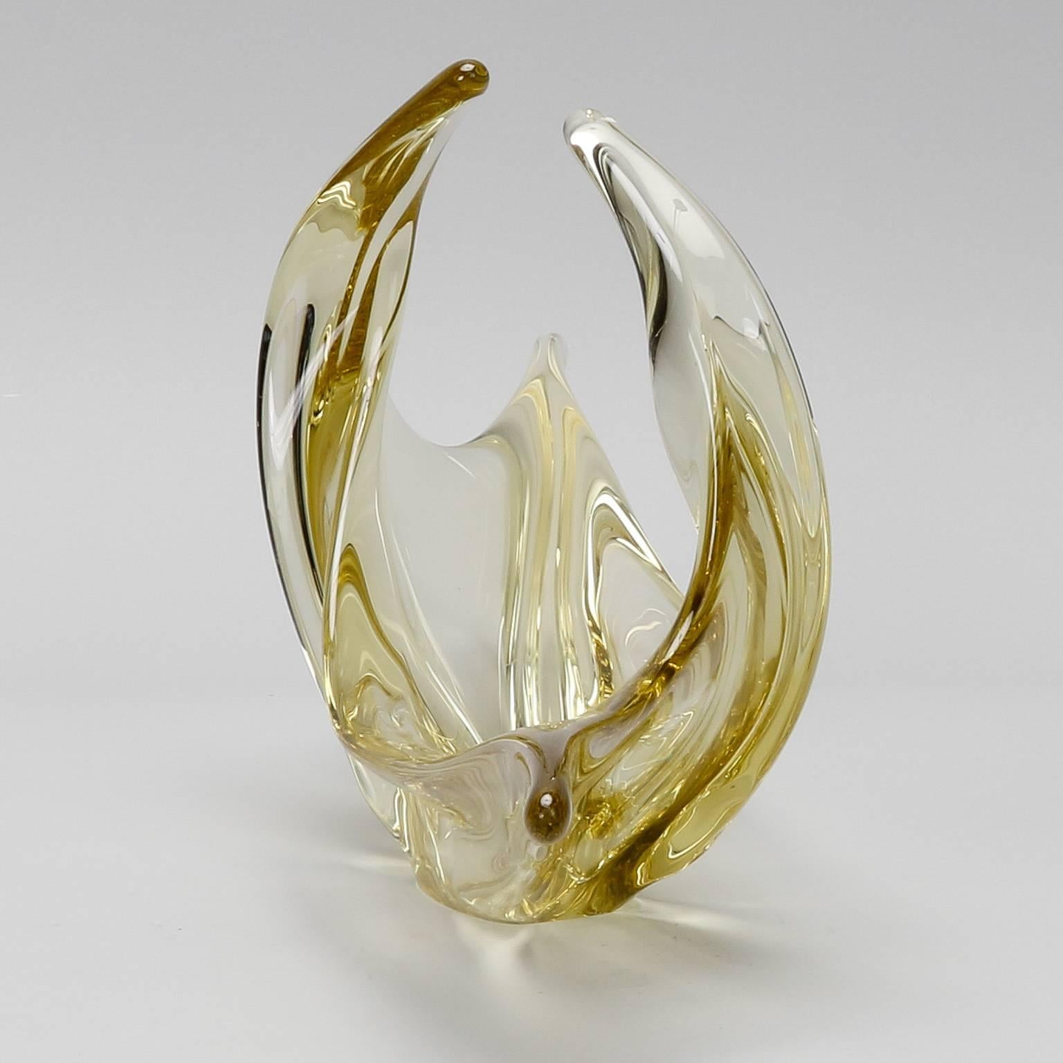 Mid-Century Murano Glass Yellow Bowl 1