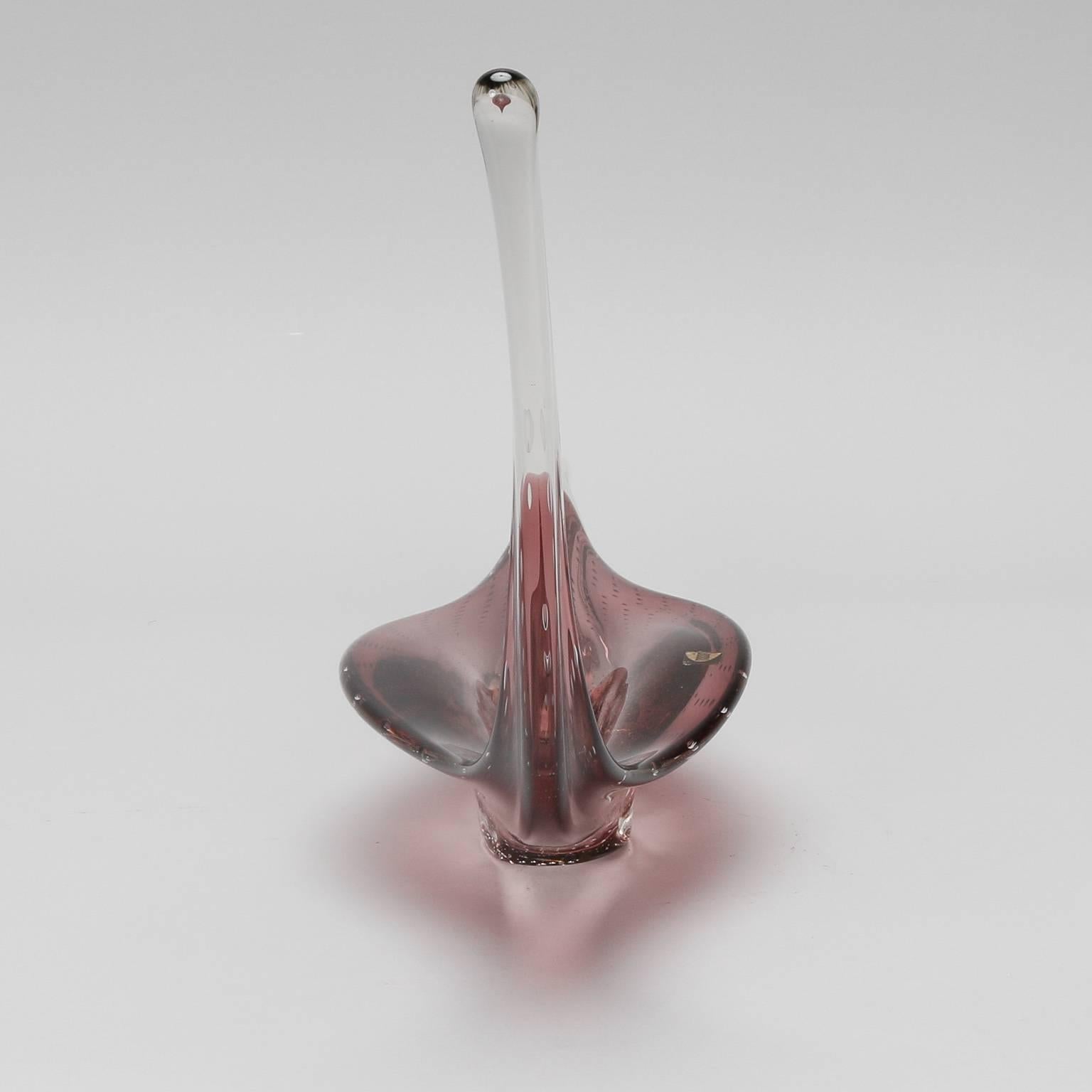 20th Century Mid-Century Purple Boussu Belgium Art Glass Bowl