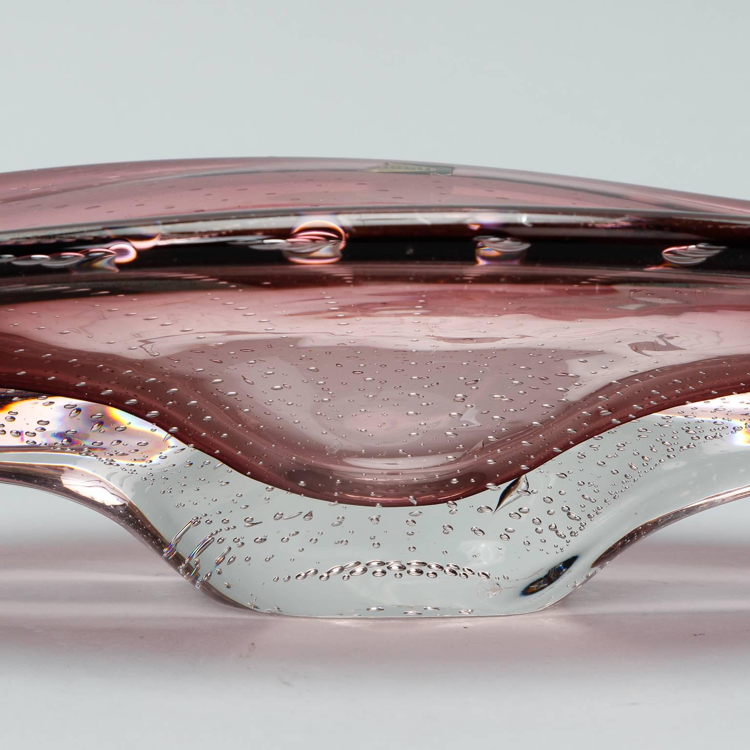 Mid-Century Modern Mid-Century Purple Boussu Belgium Art Glass Bowl