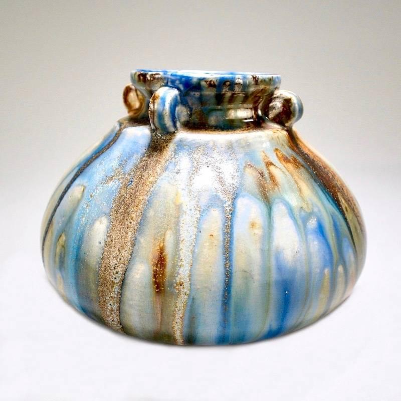 blue and brown vase