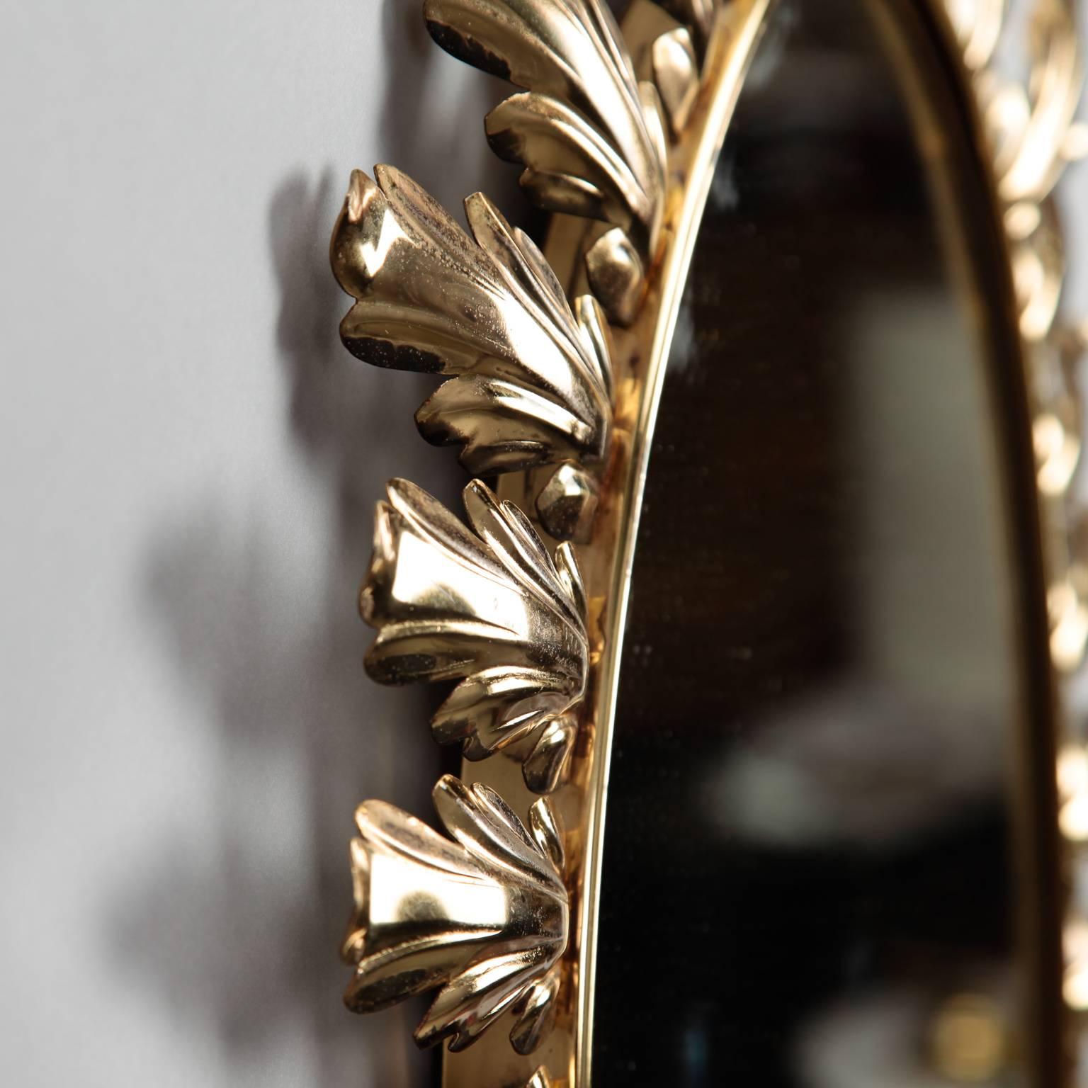 Mid-Century Modern Mid-Century Italian Oval Starburst Mirror with Acanthus Leaves