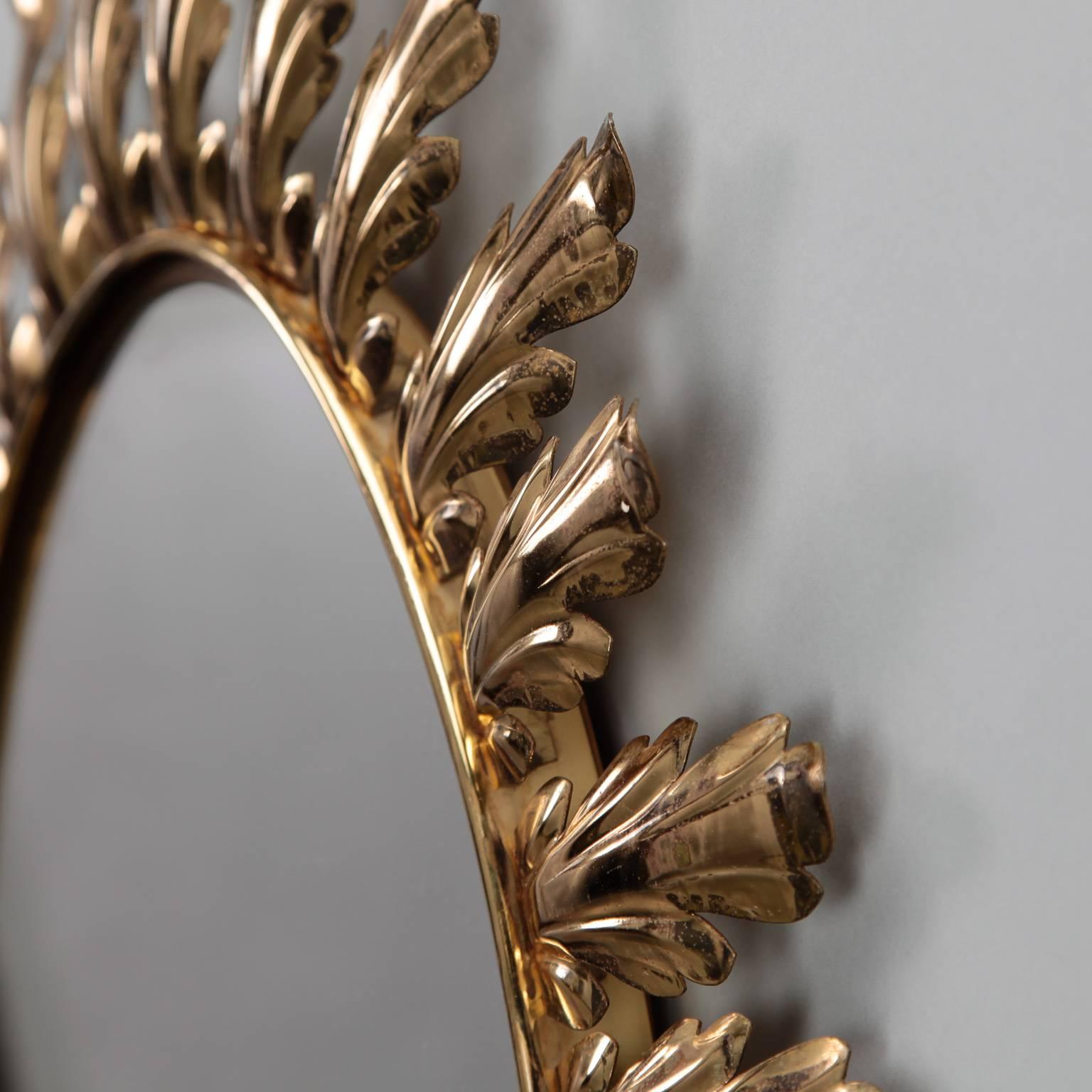 20th Century Mid-Century Italian Oval Starburst Mirror with Acanthus Leaves