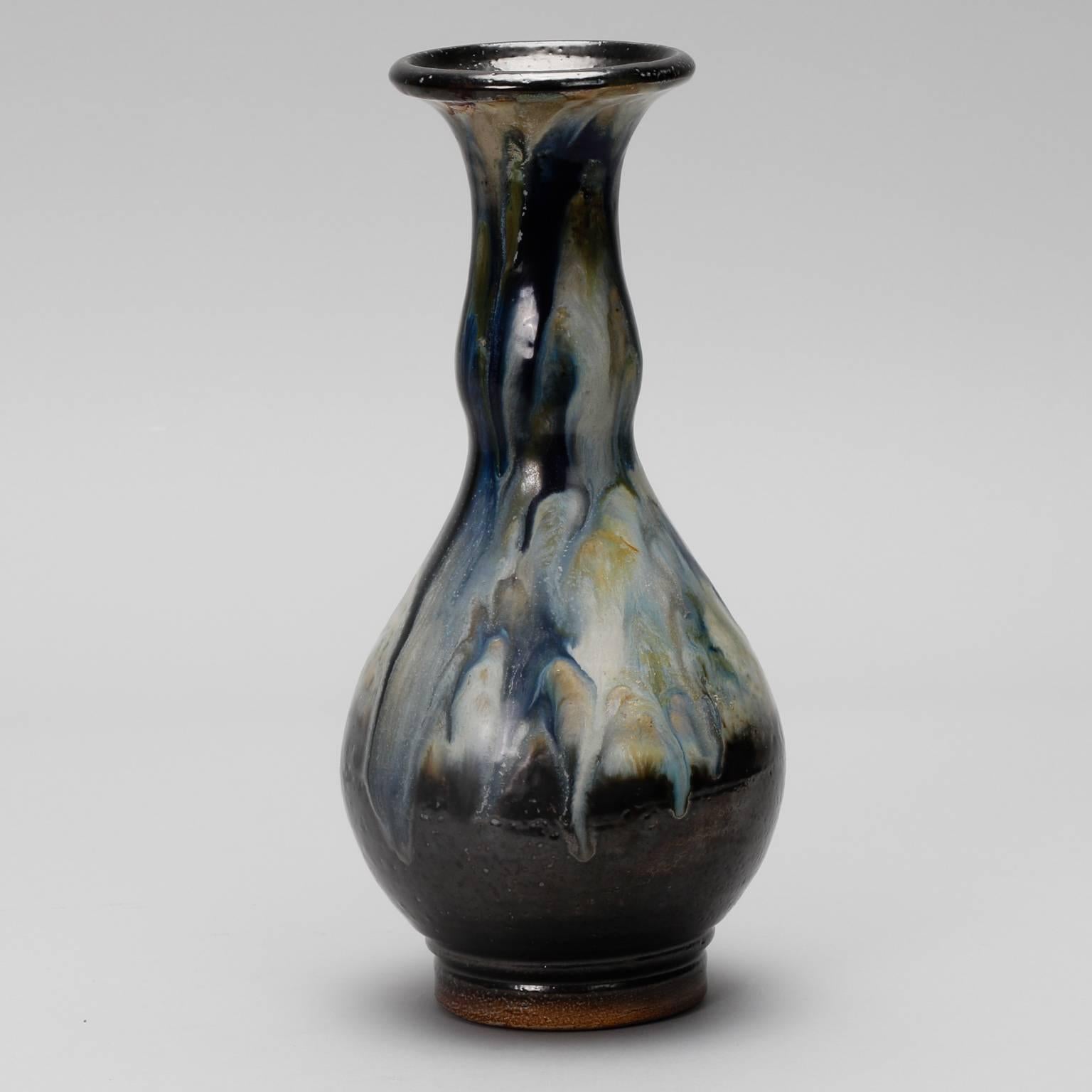 Glazed Signed Slender Roger Guerin Slender Vase