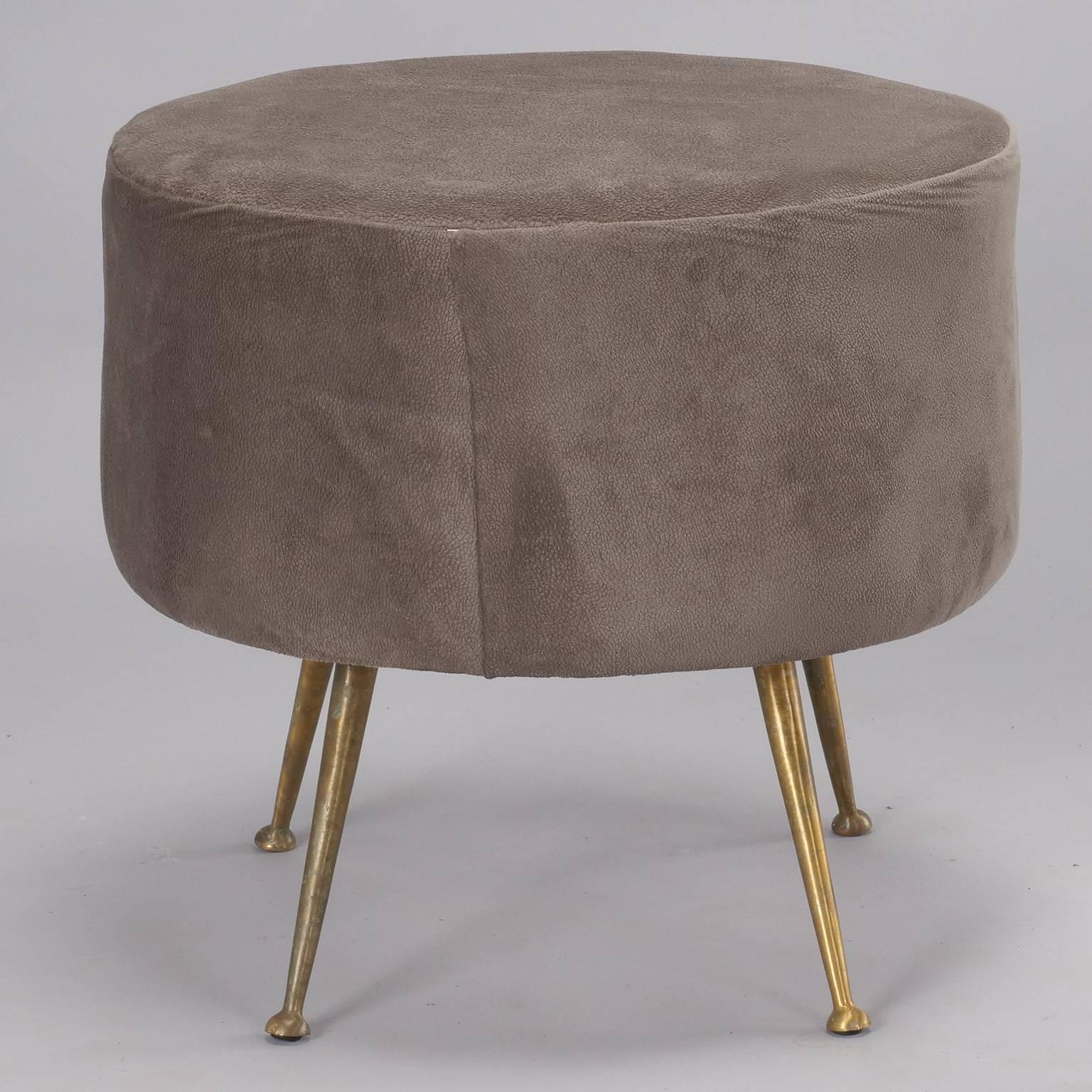 Mid-Century Italian Ponti Style Stool with Brass Legs In Good Condition In Troy, MI