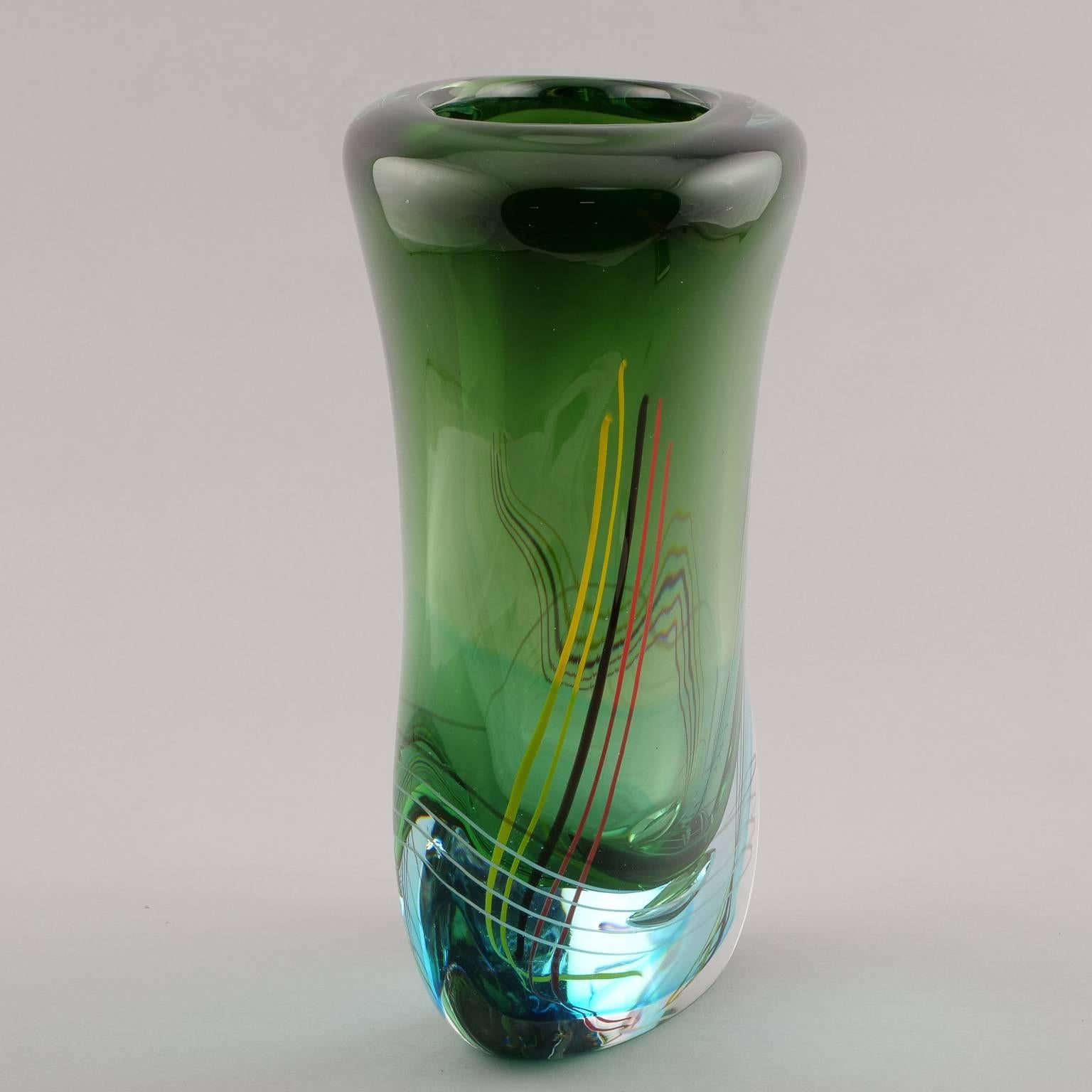 Modern Large Green Fratelli Toso Murano Vase