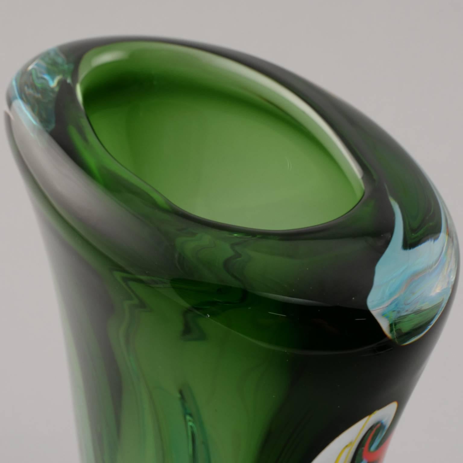 Murano Glass Large Green Fratelli Toso Murano Vase