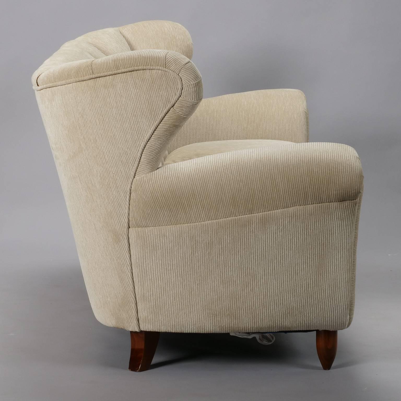 20th Century Paolo Buffa Attributed Sofa and Pair of Armchairs Newly Covered in Ecru Chenille