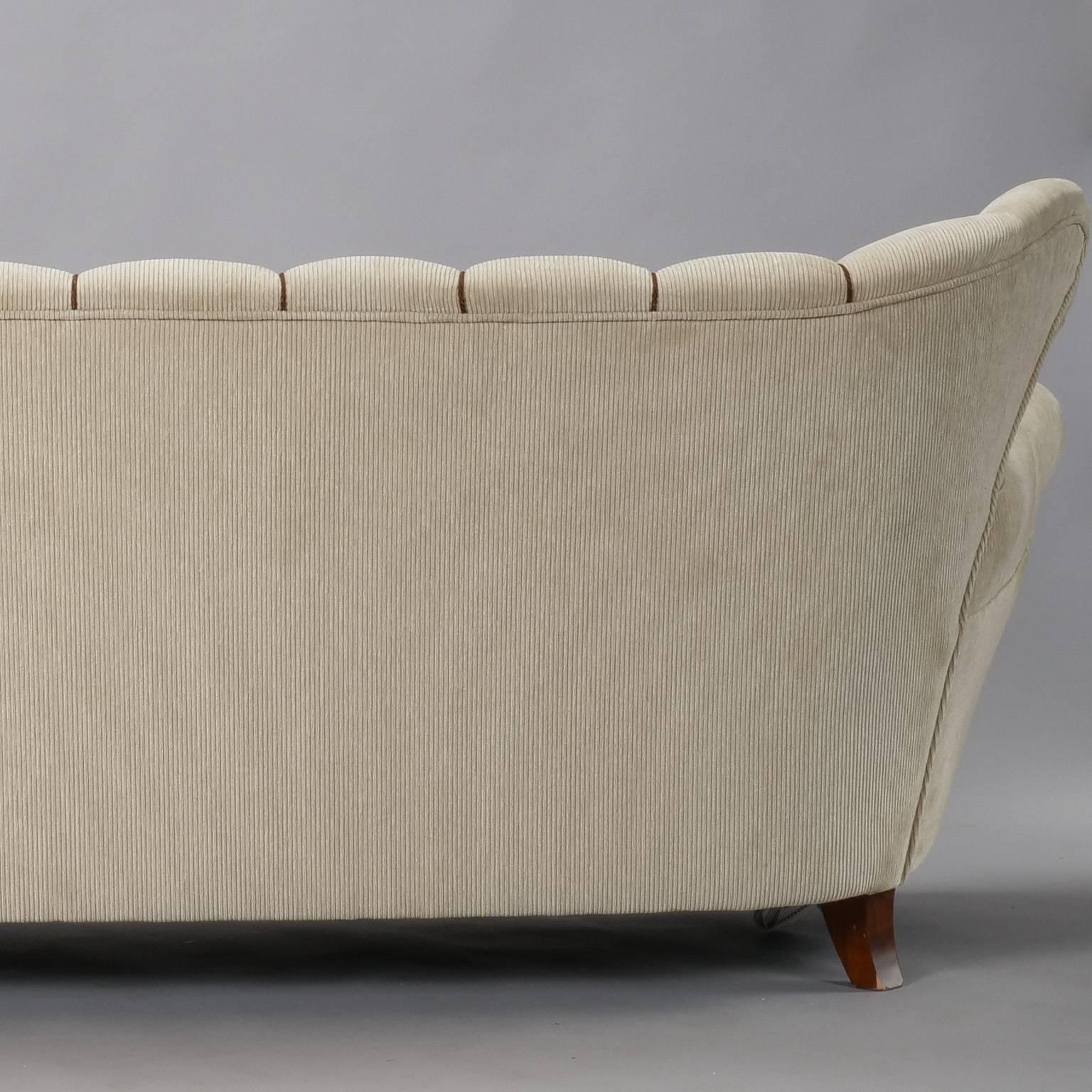 Upholstery Paolo Buffa Attributed Sofa and Pair of Armchairs Newly Covered in Ecru Chenille