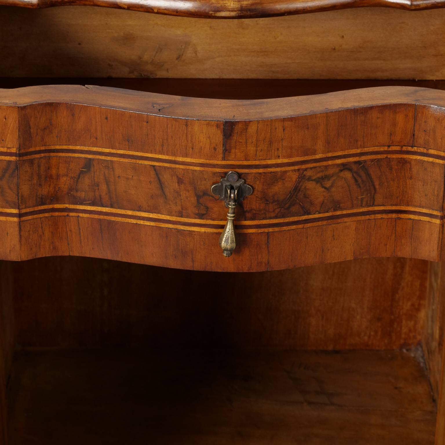 Carved Pair of Italian Walnut Side Cabinets