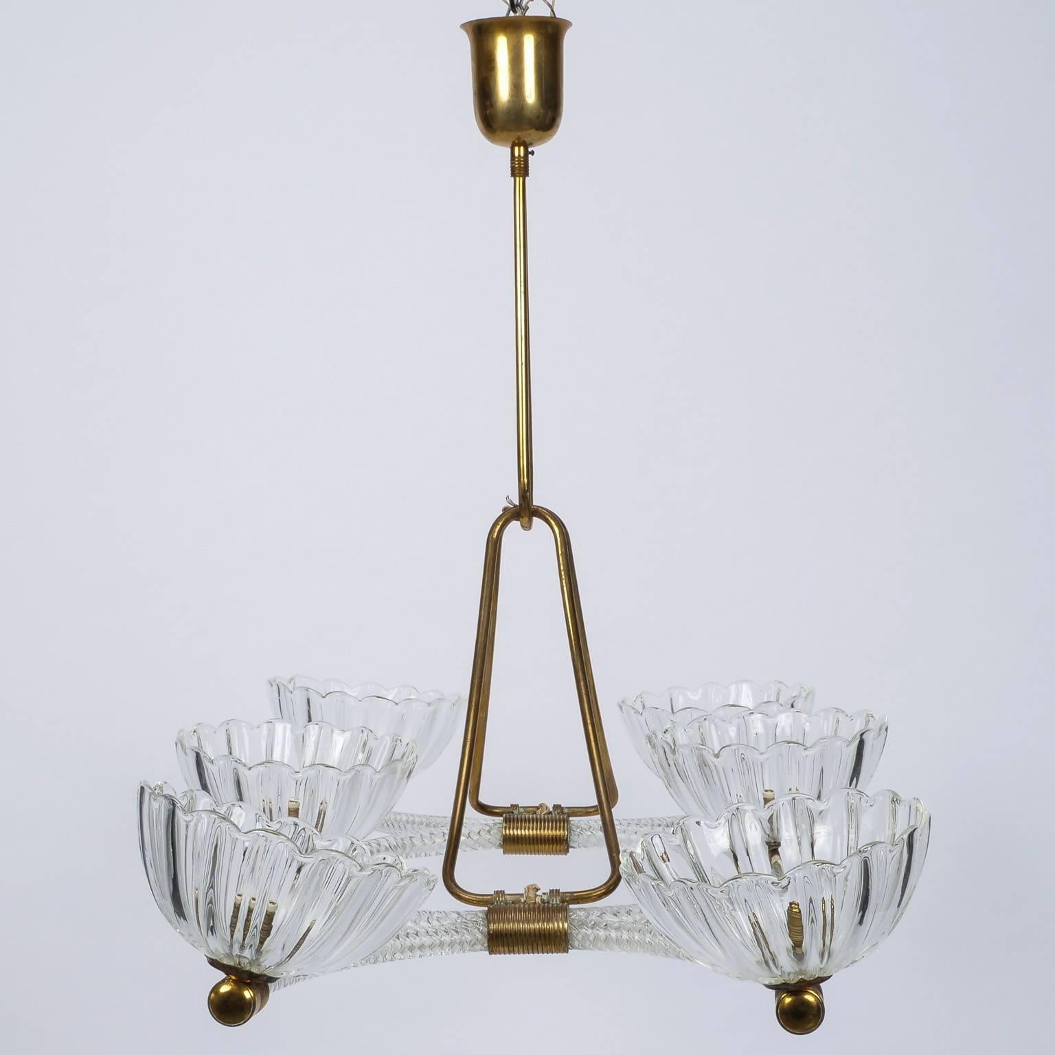 Extra Large Ercole Barovier Art Deco Six-Light Chandelier In Good Condition In Troy, MI